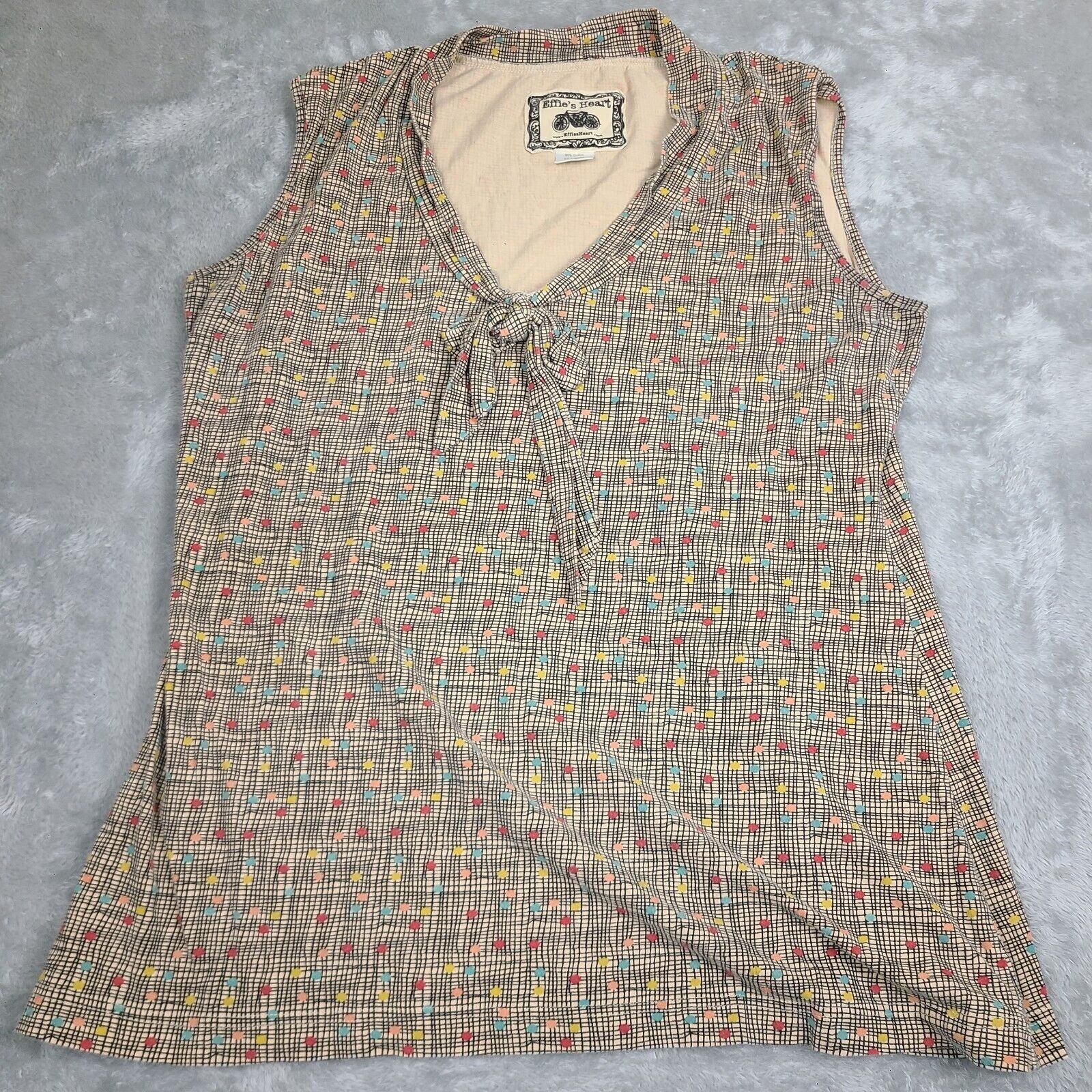 Vintage Effie's Heart Key Pattern Sleeveless V-Neck Blouse Women Sz Size 3XL / US 20-22 - 1 Thumbnail