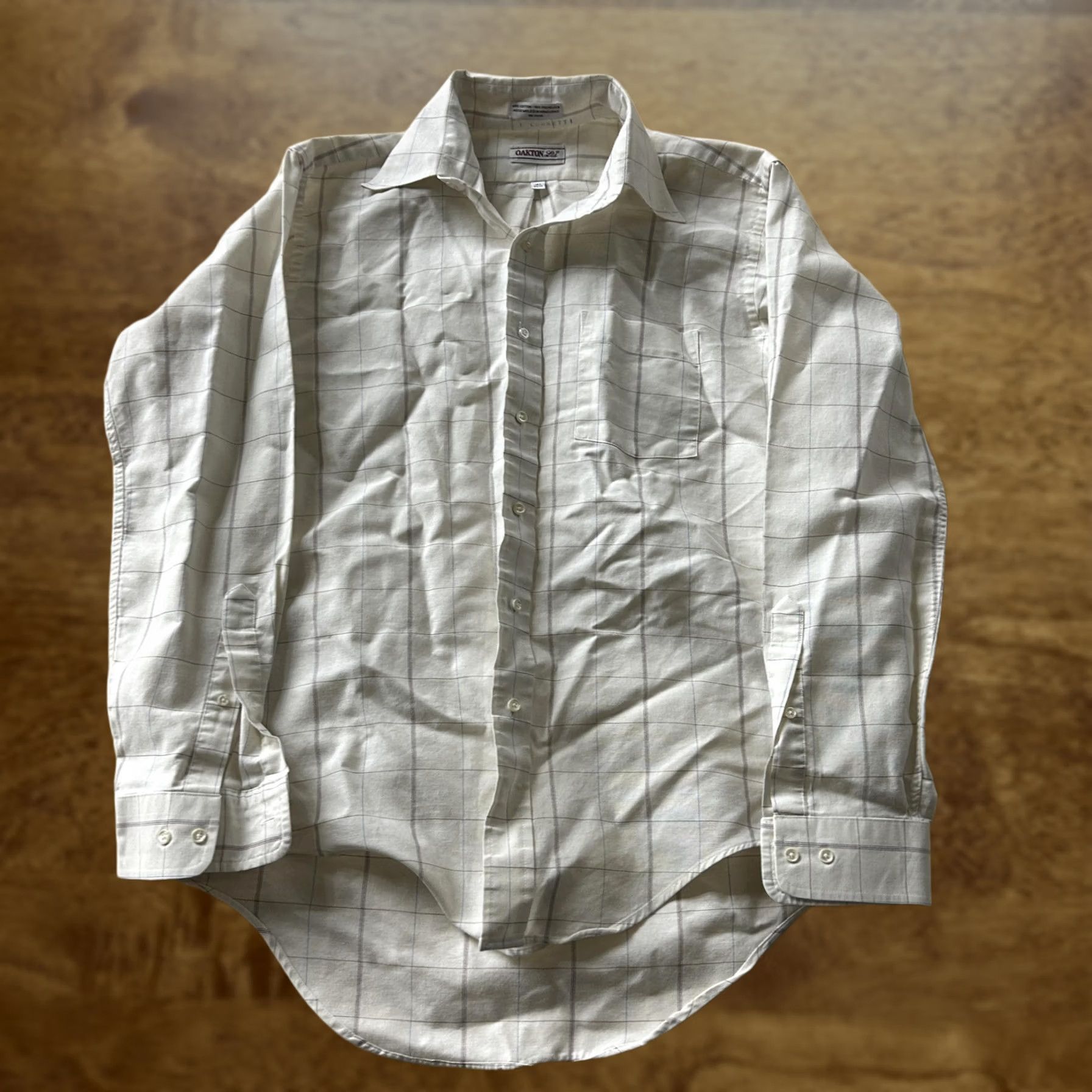 Vintage Oakton Ltd Dress Shirt Mens 16.5 Regular White Check Long Sleeve Button Front Size 46R - 1 Thumbnail