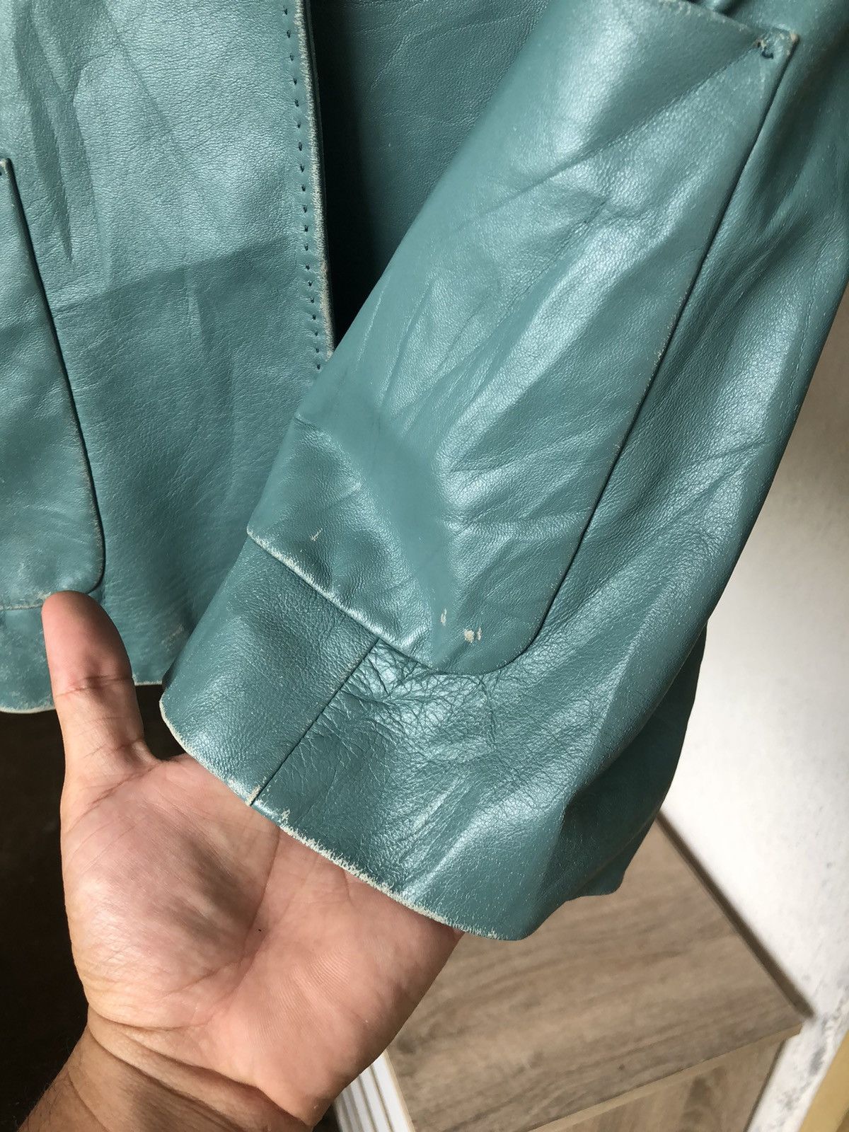 Vintage Vintage Max Mara Distressed Leather Blazer Jacket Size M / US 6-8 / IT 42-44 - 13 Thumbnail