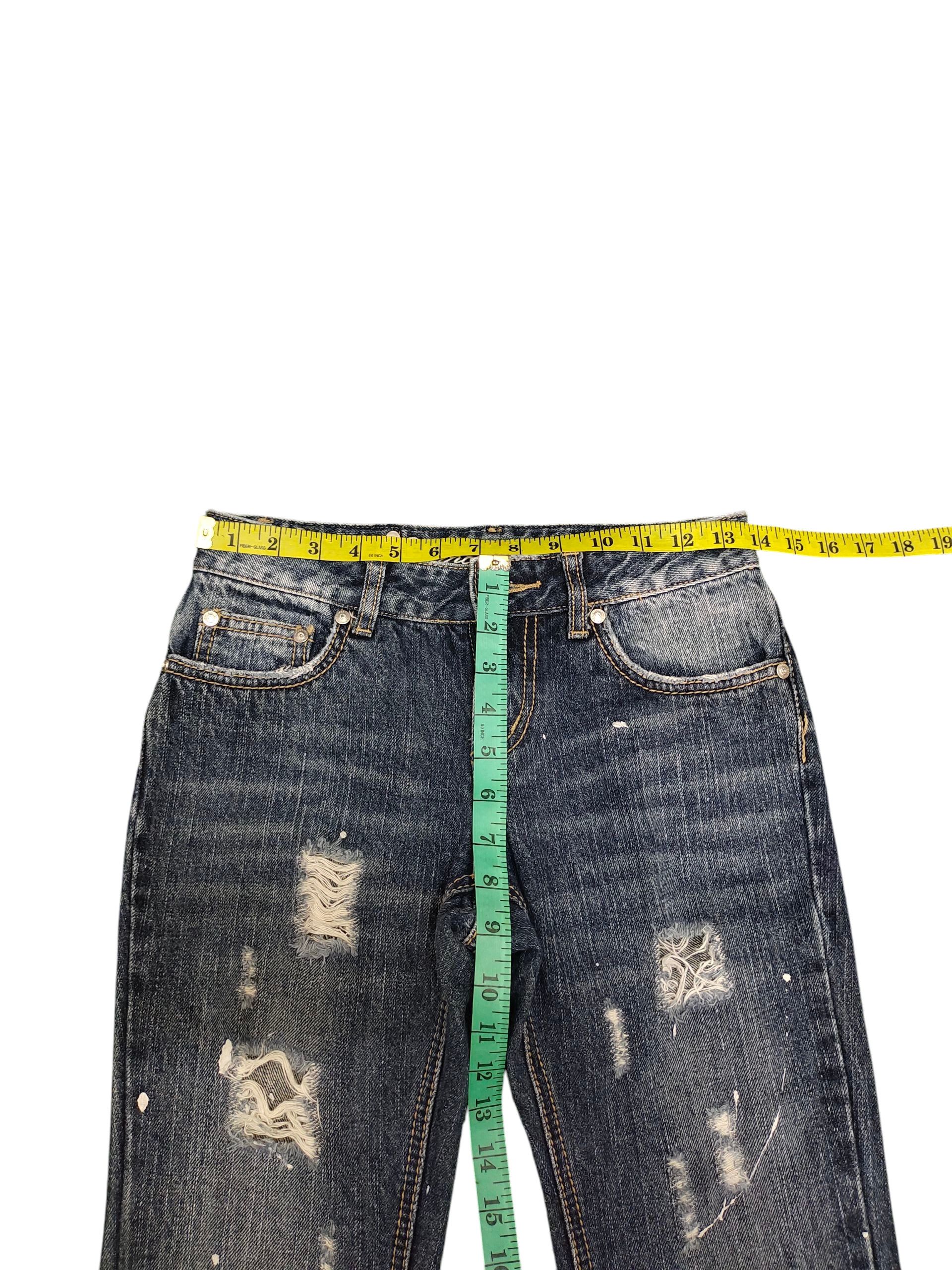 Flare Jeans Elvence Painted Distress Denim Bootcut Low Rise