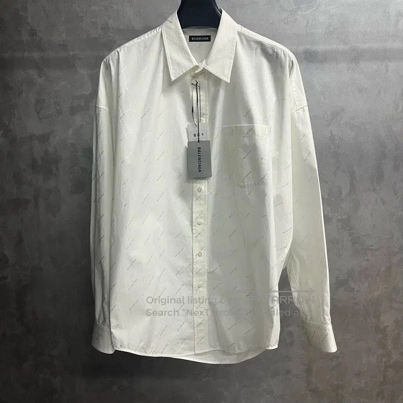Balenciaga Balenciaga White Logo Print Oversized Shirt. Size US XS / EU 42 / 0 - 1 Thumbnail
