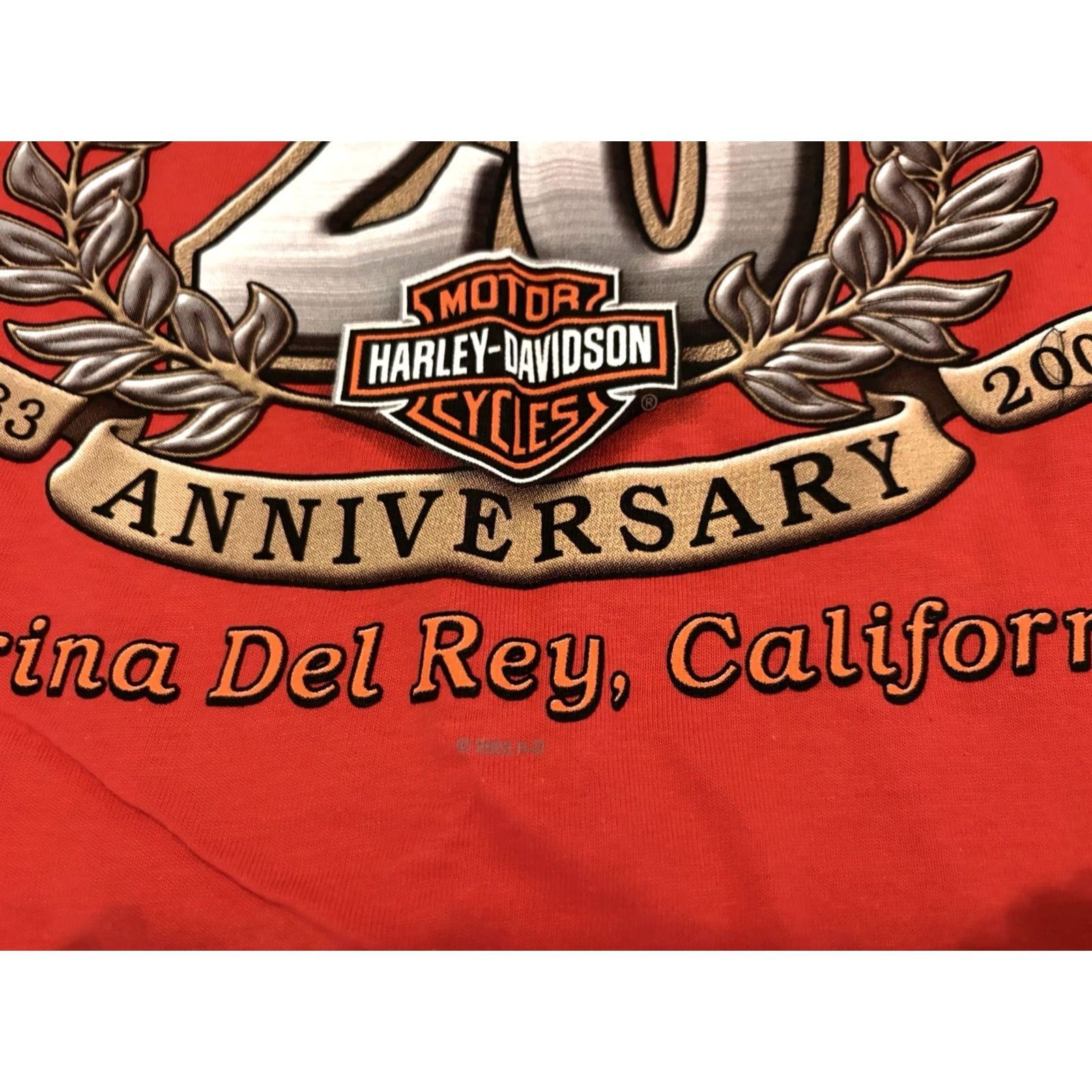 Harley Davidson VINTAGE Harley-Davidson Shirt Adult Small Red Graphic Print T-Shirt USA Biker Motorcycle California 2003 Bartels Marina Del Rey Men Mens S Size US S / EU 44-46 / 1 - 6 Thumbnail