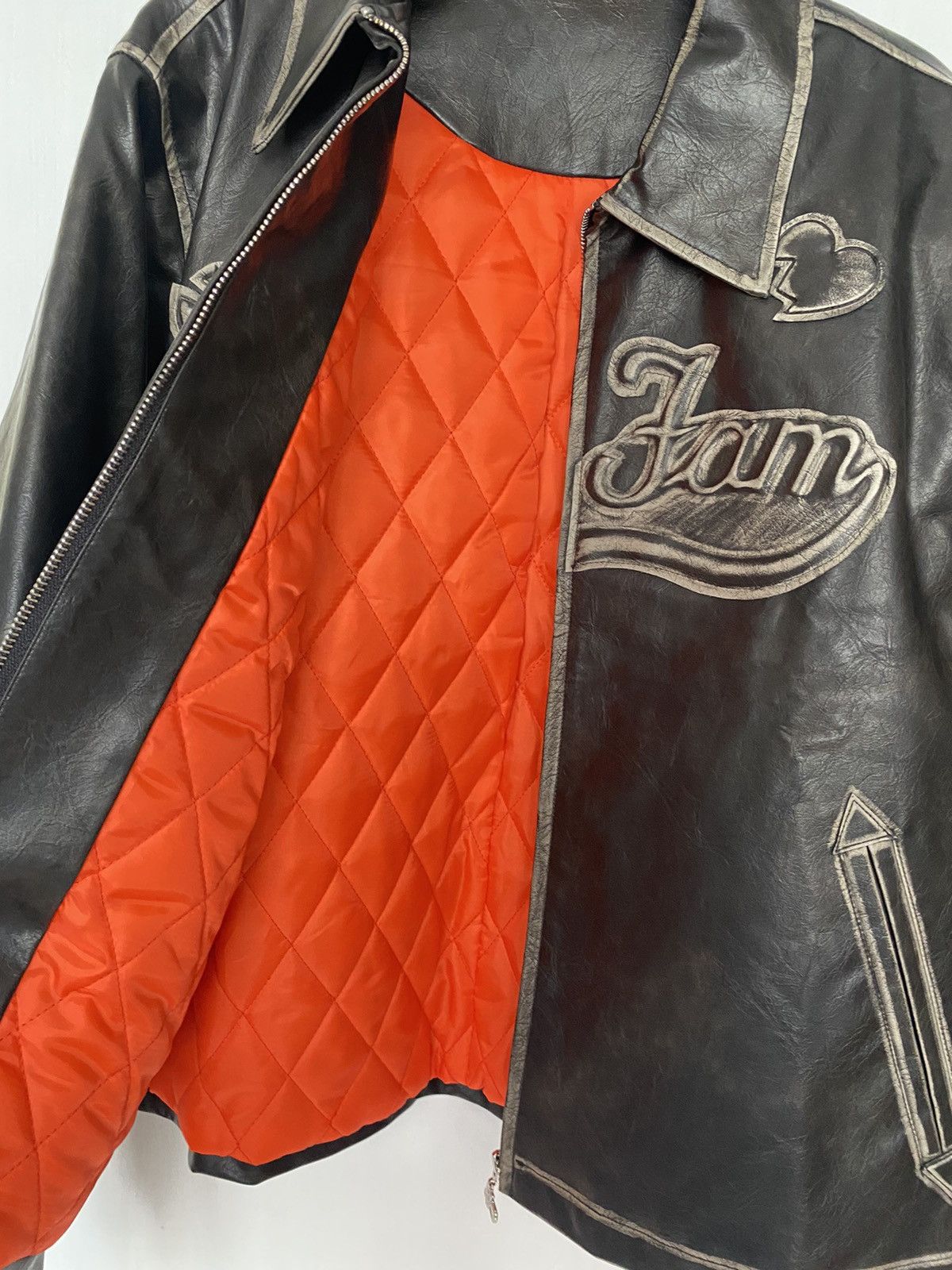 Leather La Fam Distressed Leather Jacket | Grailed