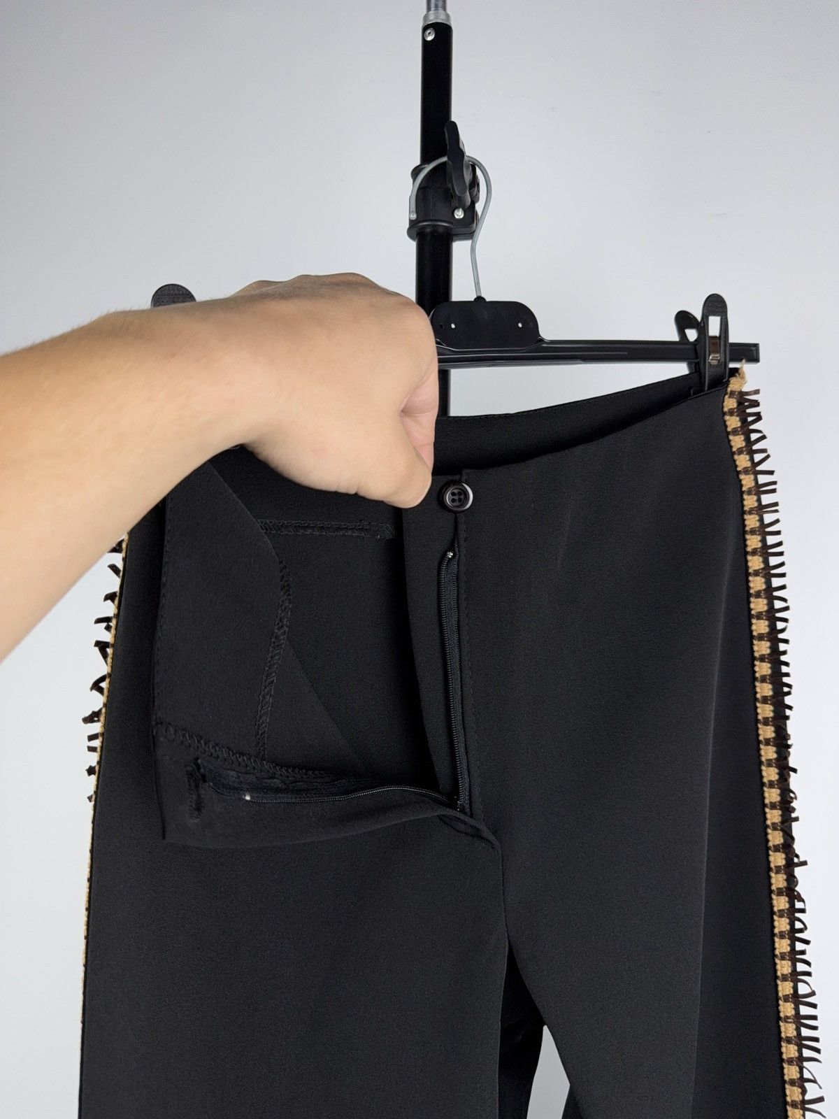 Japanese Brand Retro 00s Avant Garde Western Loana Paris Black Flare Pants Size 27" / US 4 / IT 40 - 11 Thumbnail