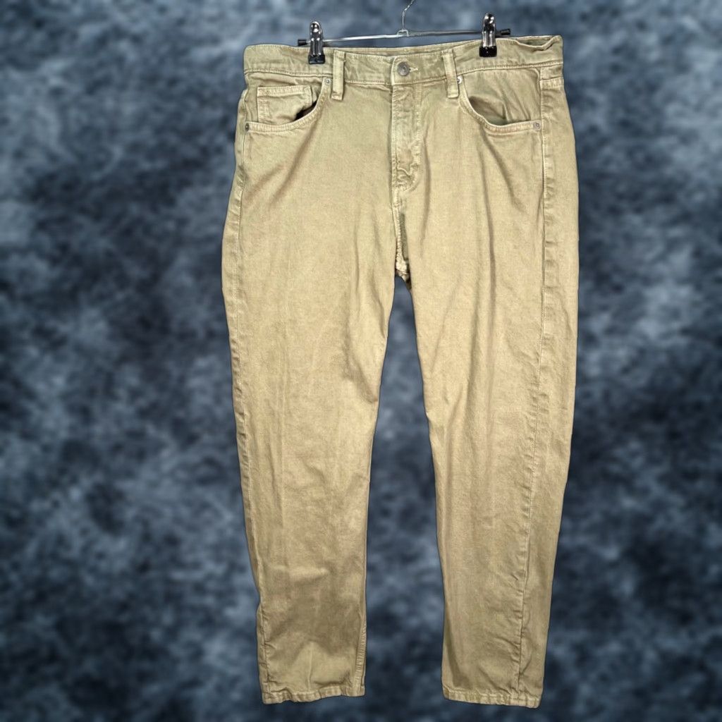 Mango Mango Mens Pants Beige Slim Tapered Leg Cotton Blend Casual Flat Front 34 Inseam 28 Size US 34 / EU 50 - 1 Thumbnail