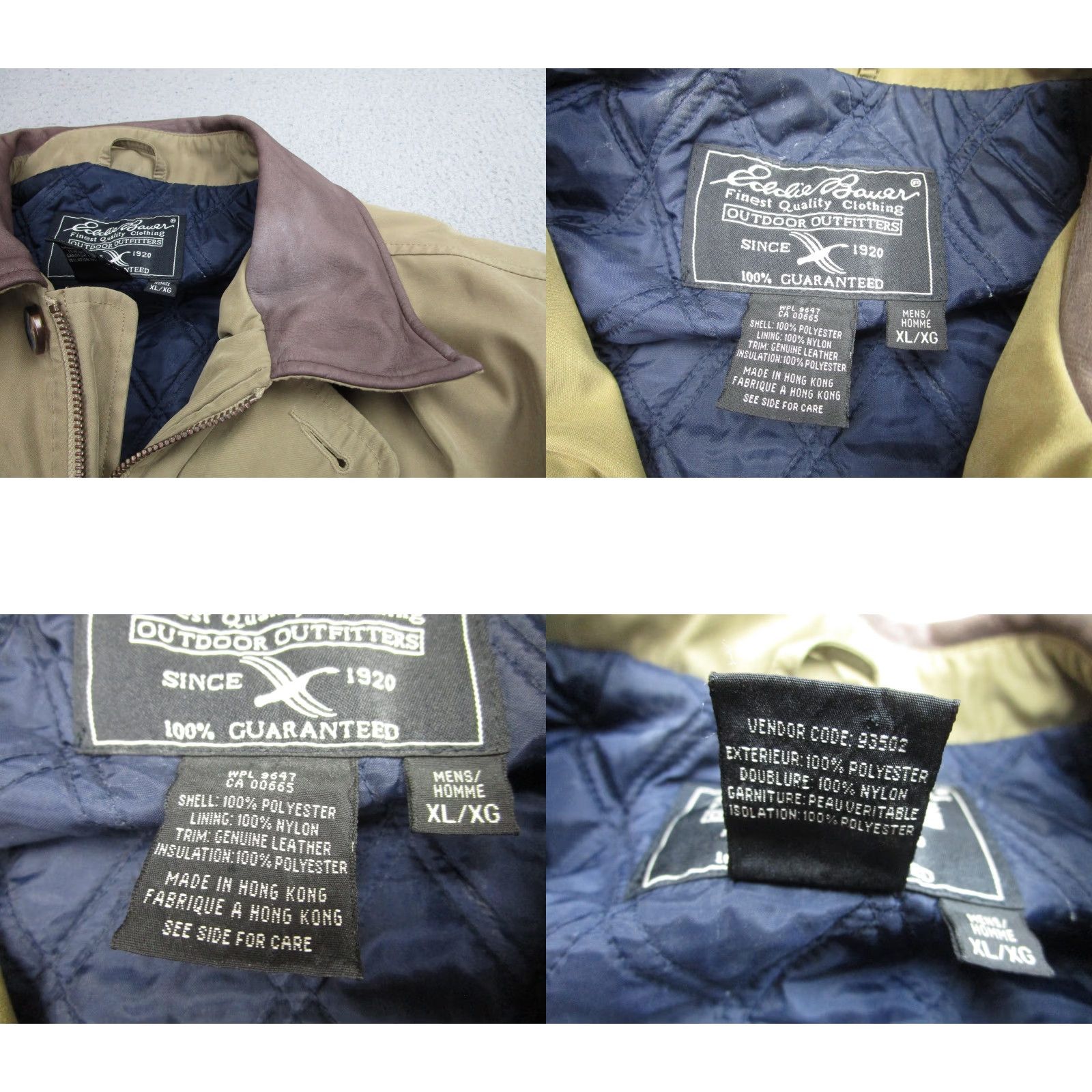 Eddie Bauer Eddie Bauer Jacket Mens XL Outdoor Outfitters Leather Collar Quilted Lined Coat Size US XL / EU 56 / 4 - 8 Thumbnail
