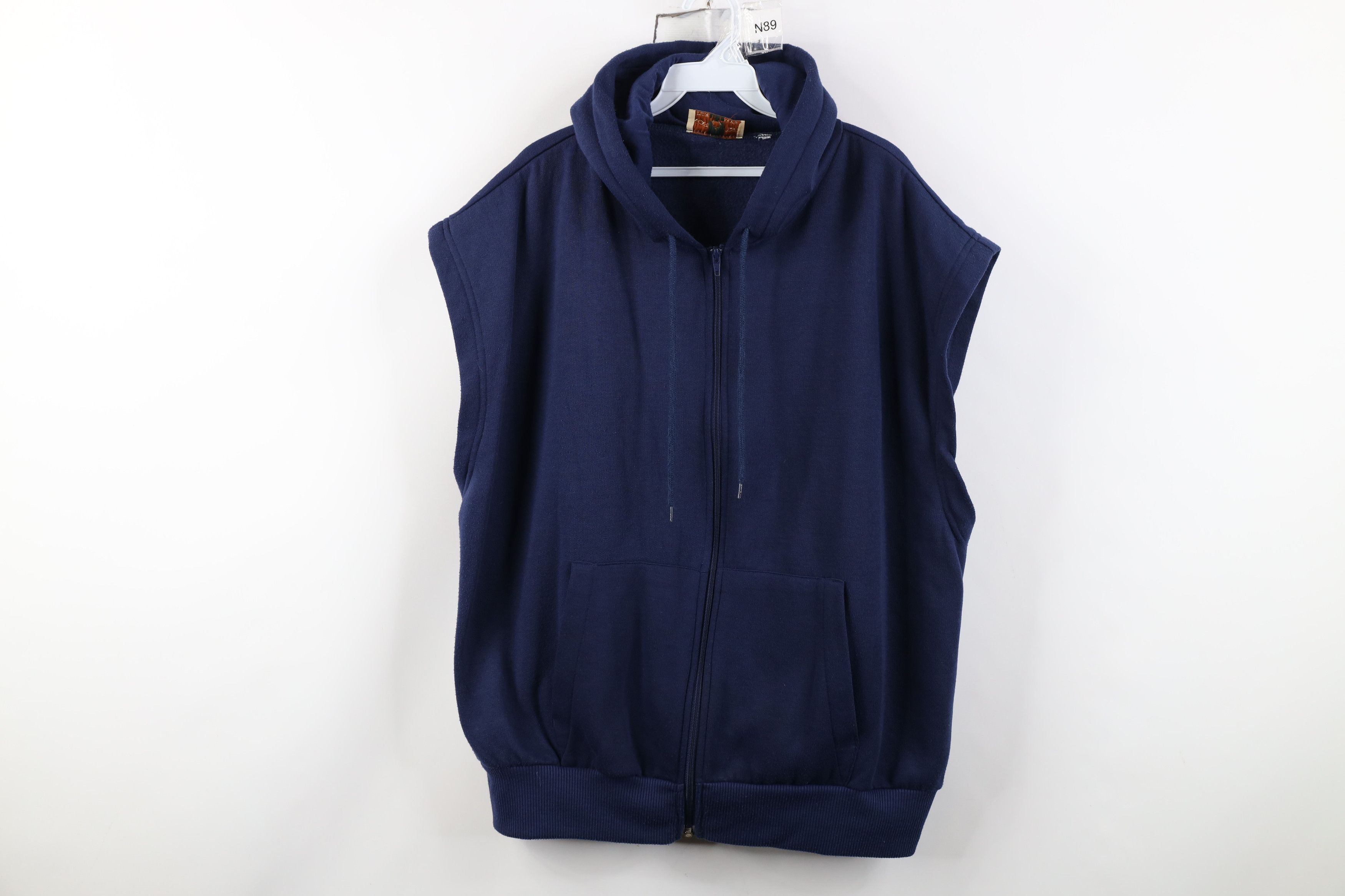 Vintage Vintage 90s Streetwear Sleeveless Full Zip Hoodie Sweatshirt Size US XXL / EU 58 / 5 - 1 Thumbnail
