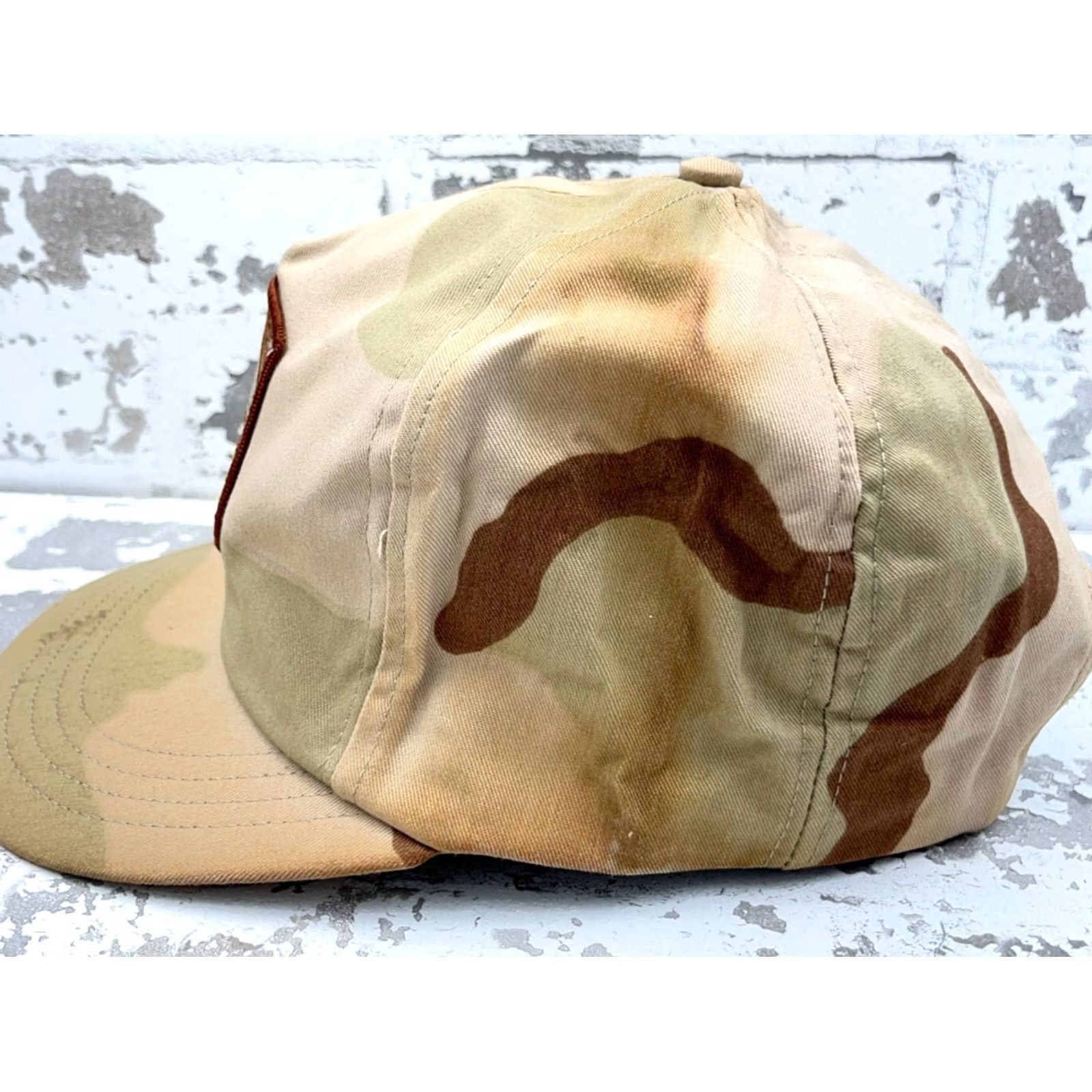 Vintage VINTAGE Desert Storm Hat Cap Snap Back USA Tan Military Army Camo Patch War 90s Mens Adjustable Brown Twill Cotton Hat Size ONE SIZE - 3 Thumbnail