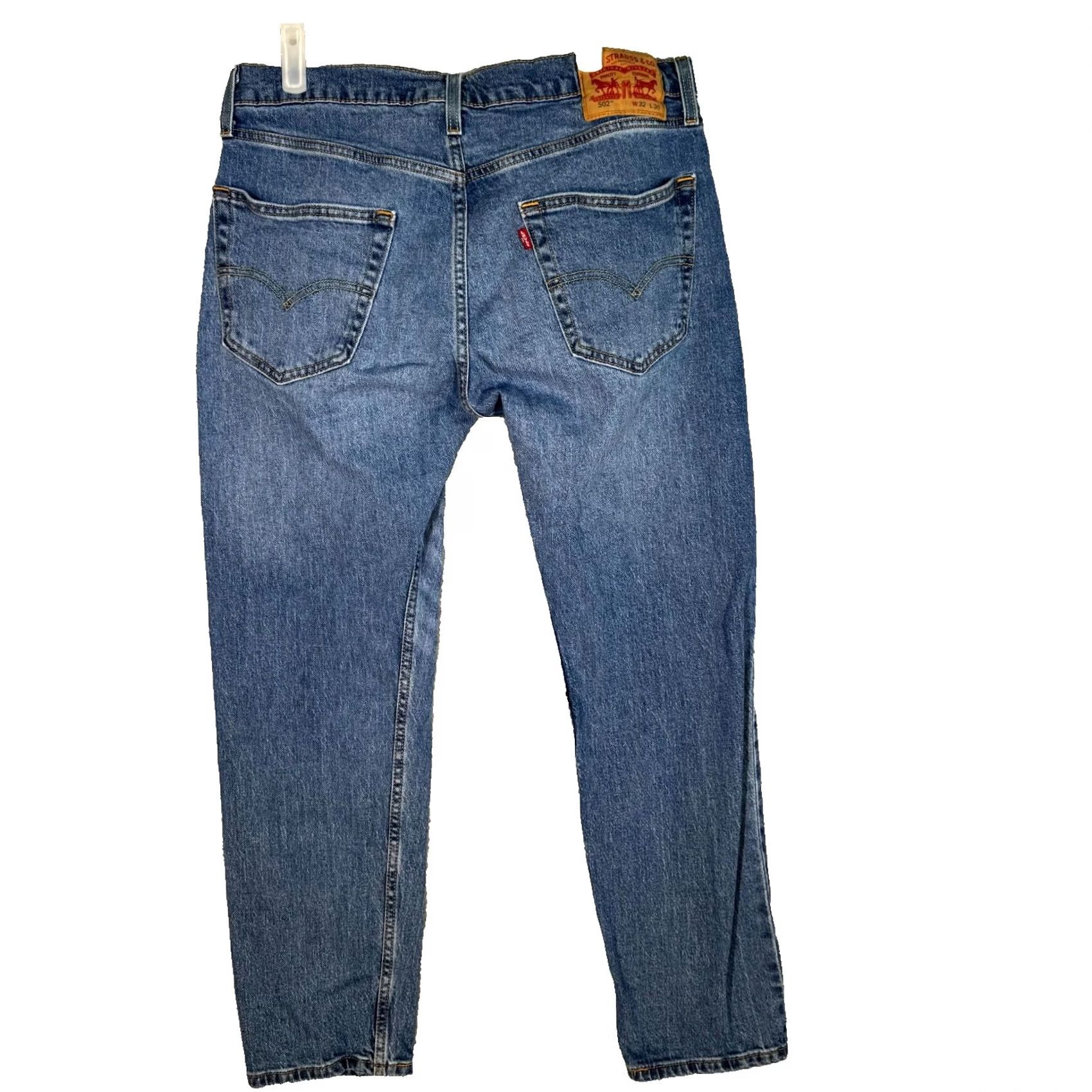 Levi's Levis 502 Jeans Mens 32x30 Blue Denim Tapered Straight Stretch Mid Rise Size US 32 / EU 48 - 2 Thumbnail