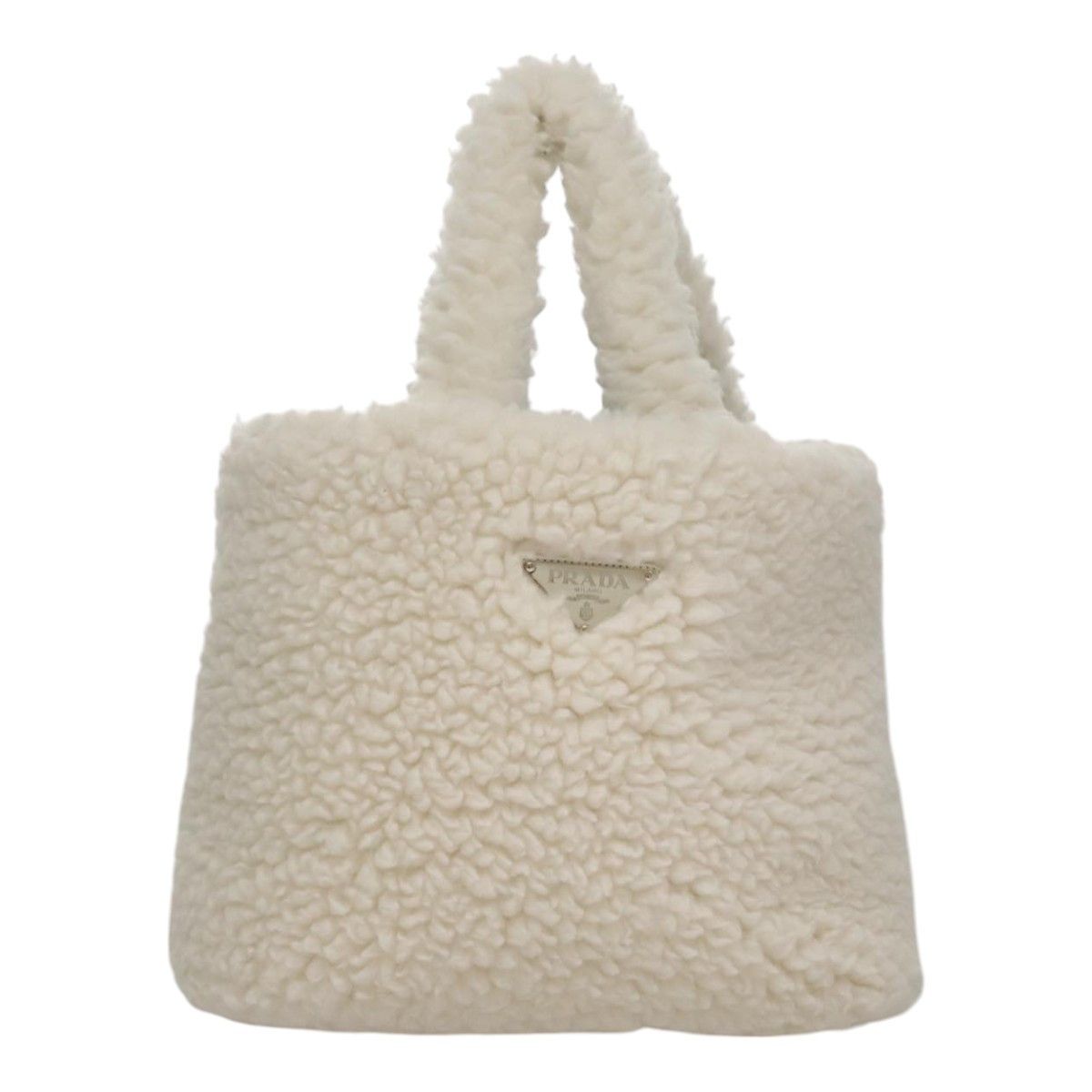 Prada Shearling White Wool Handbag (Pre-Owned) Size ONE SIZE - 1 Thumbnail