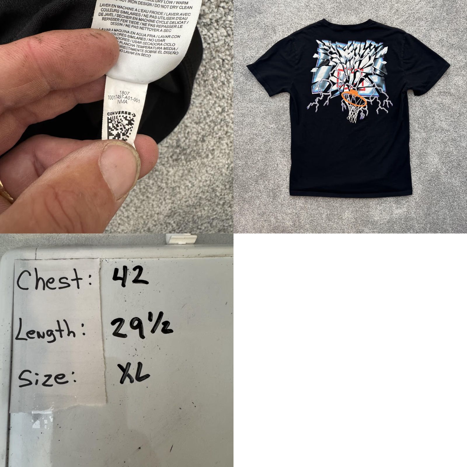 Converse Converse Suns Shirt Mens XL Black Basketball Graphic Tee 90s Style Retro NBA Size US XL / EU 56 / 4 - 8 Thumbnail