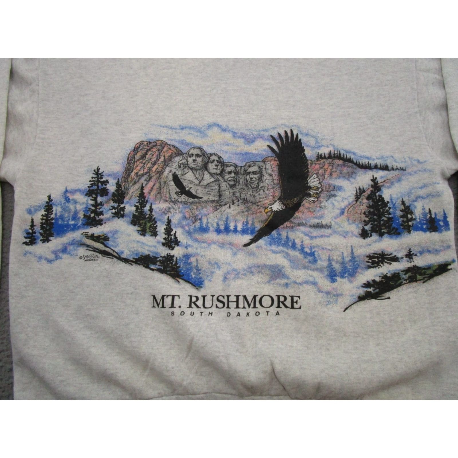 Vintage VINTAGE San Segal Sweatshirt Mt Rushmore South Dakota Nature Wrap Around SZ 2X Gray Mens Big 2X Pullover Size US XXL / EU 58 / 5 - 2 Thumbnail