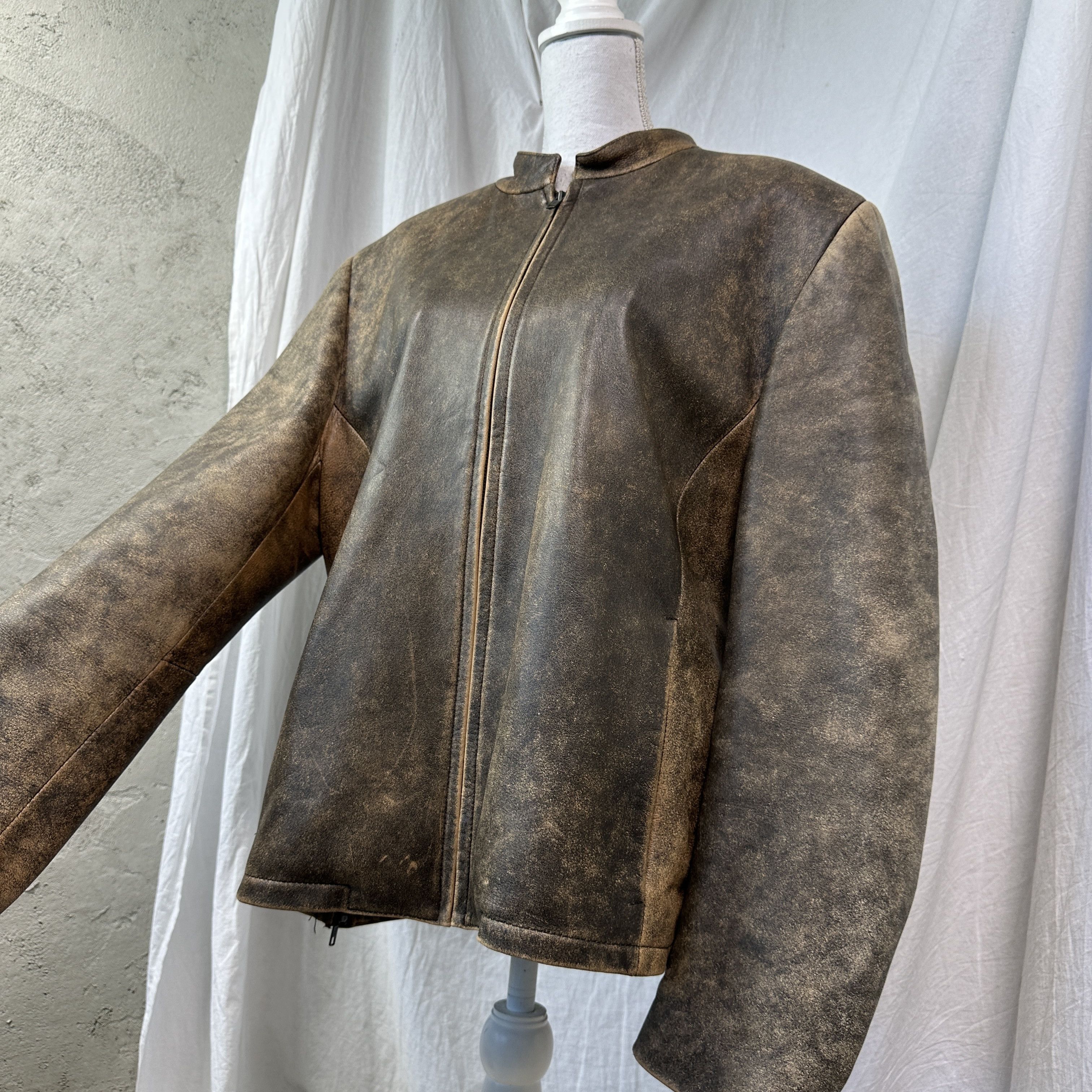 Vintage Vintage Leather Biker Moto Oversize Washed Jacket 00s Size US XL / EU 56 / 4 - 3 Thumbnail