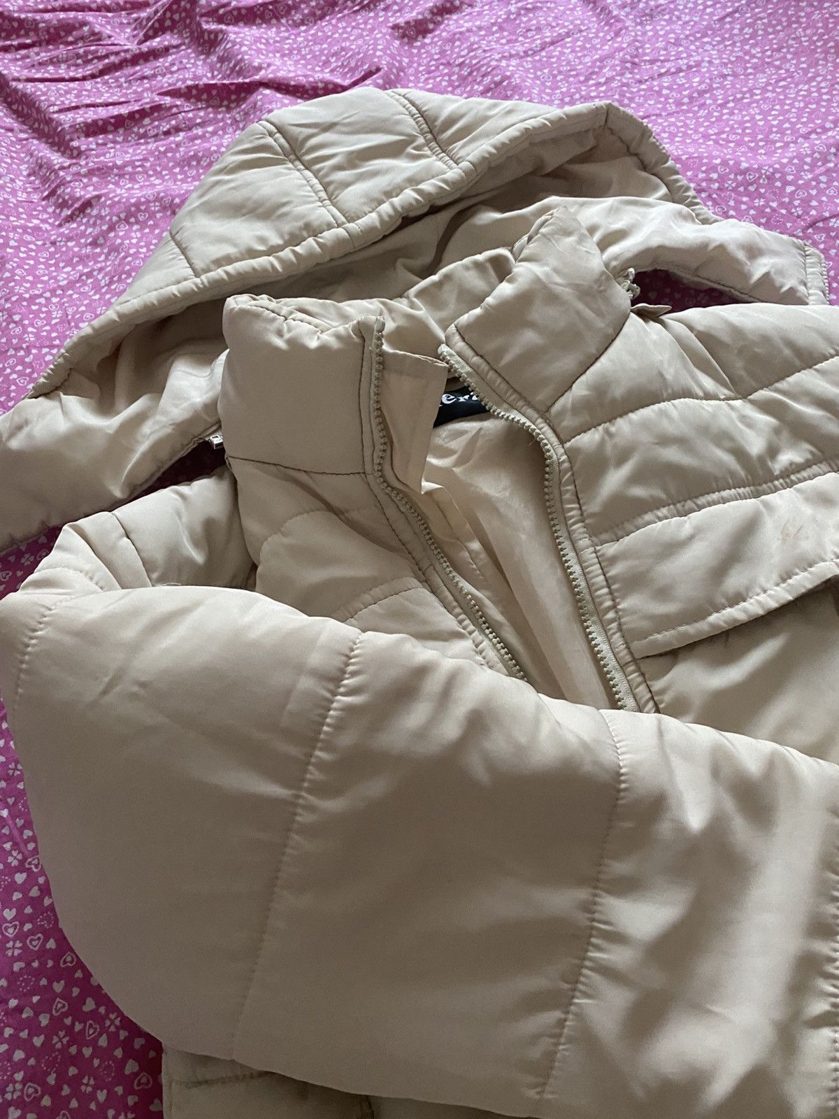 Designer Essential Puffer – Beige Hooded Winter Jacket,Cozy & Minimal Size M / US 6-8 / IT 42-44 - 5 Thumbnail