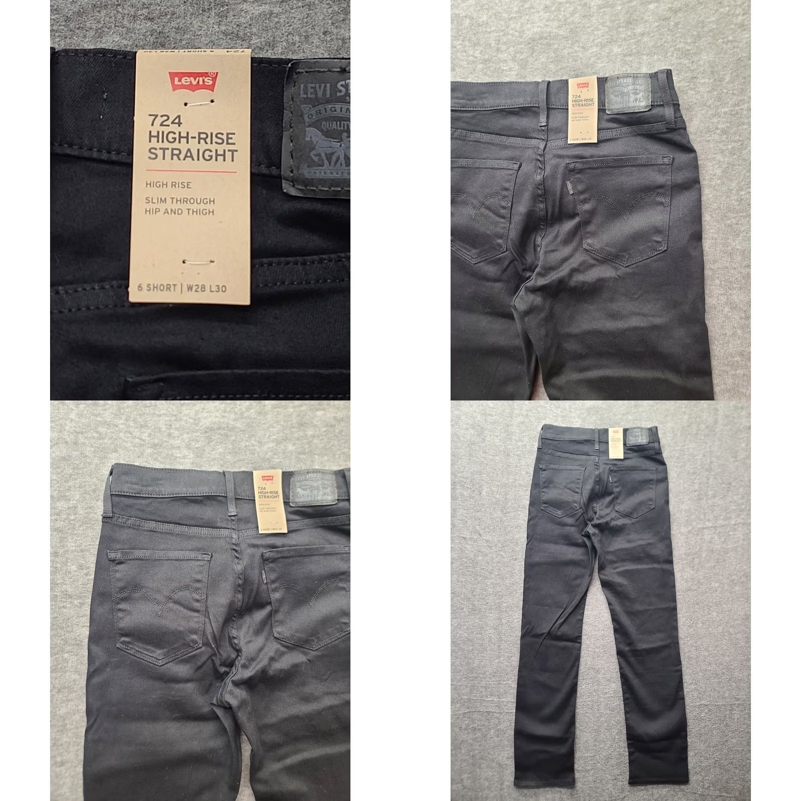 Levi's Levi's 724 Jeans Womens 6 Short 28x30 Slim Straight High Rise Black Jeans Slim 90s City Womens Size 28" / US 6 / IT 42 - 10 Thumbnail