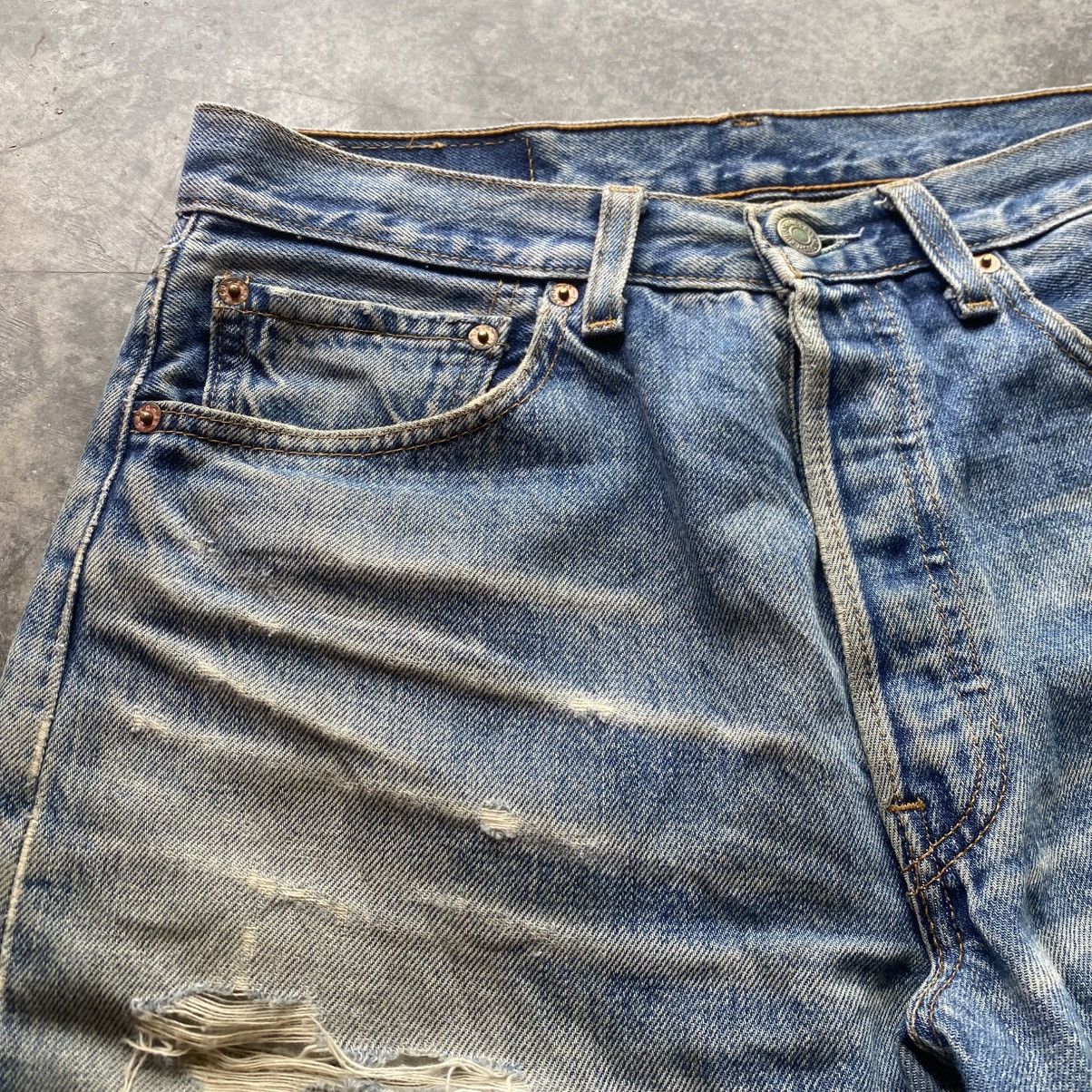 Levi's Vintage Clothing Distressed 501 Levis Denim Short Size US 30 / EU 46 - 4 Thumbnail