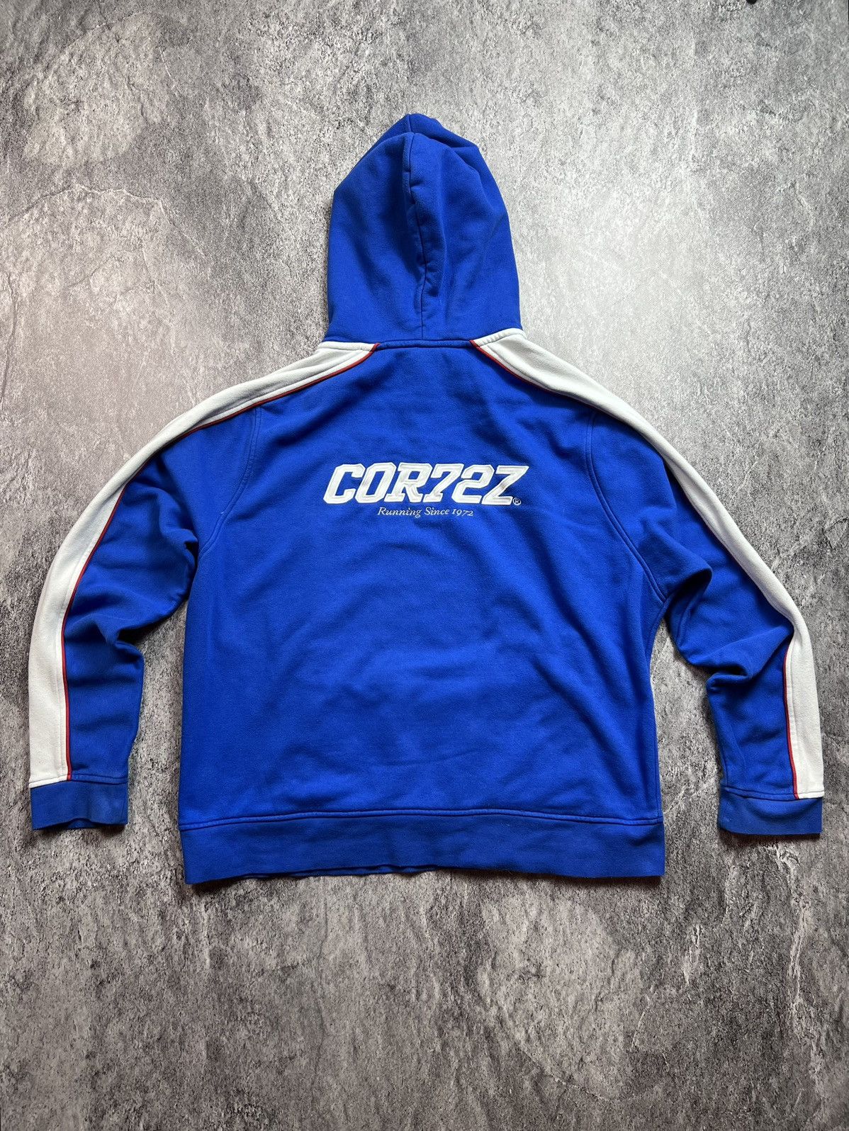 Pre-owned Nike X Vintage Nike Cortez Striped Embroidery Logo Drill Blokecore Hoodie In Blue