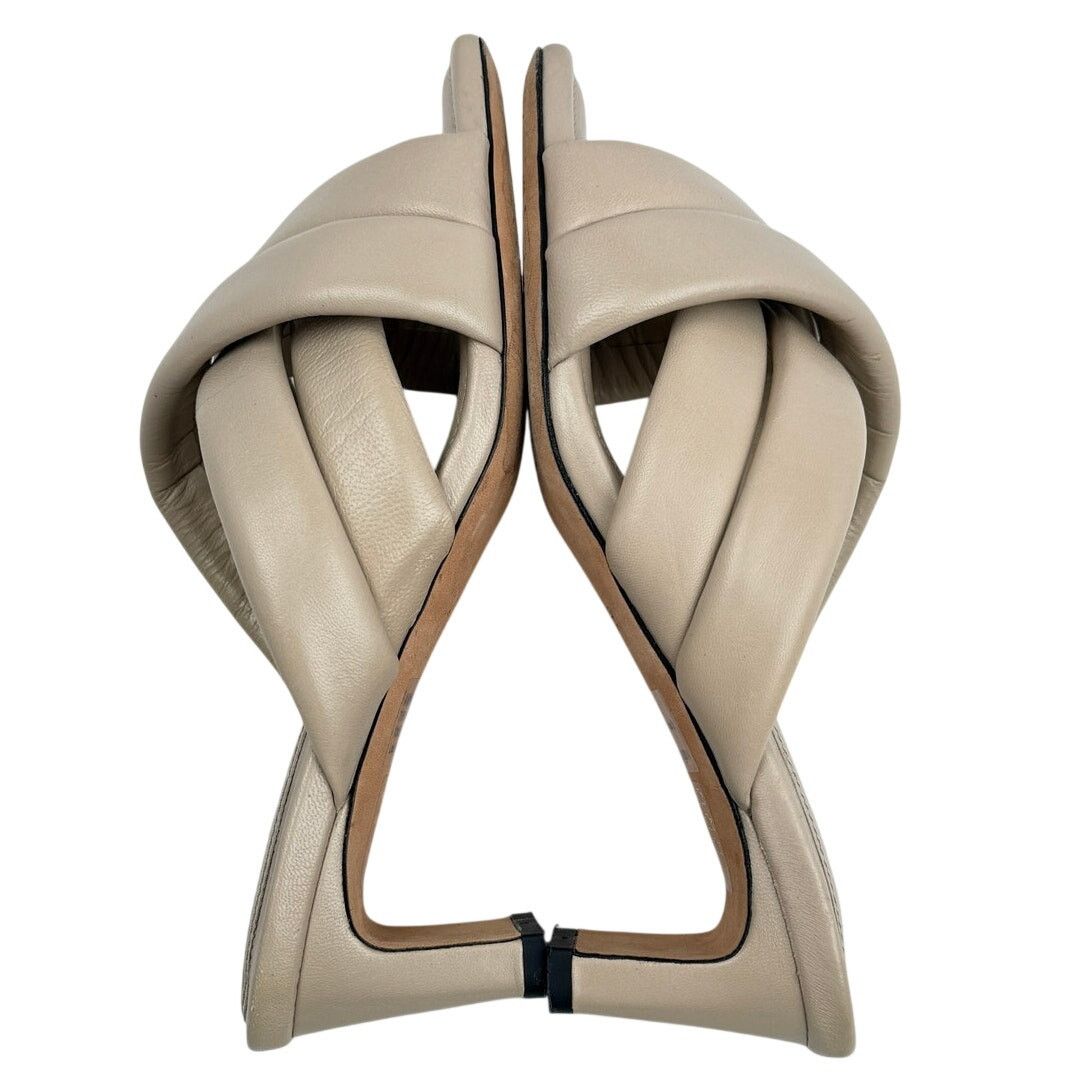 Anine Bing ANINE BING Leather Crossover Strap Mule Heels 'Cade' Beige Size US 7 / IT 37 - 6 Thumbnail