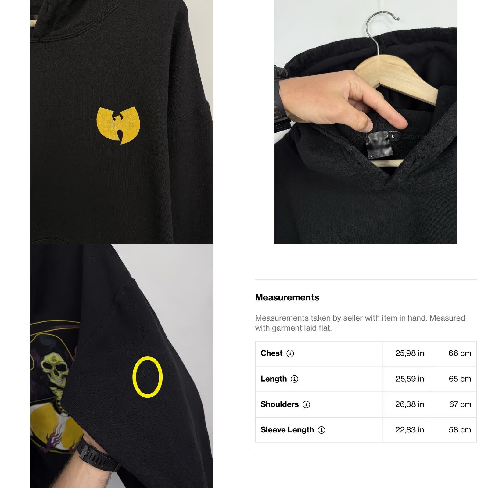 Vintage Y2K Wu Tang Hoodie Skull Hip Hop Rap Grim Reaper L Size Black Size US L / EU 52-54 / 3 - 8 Thumbnail