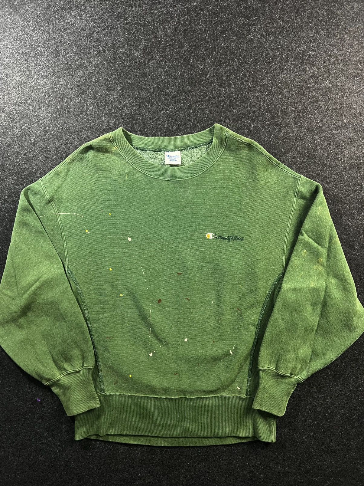 Champion Rare Paint Splatter Pollock Art Green Champion Reverse Sweat Size US M / EU 48-50 / 2 - 2 Thumbnail