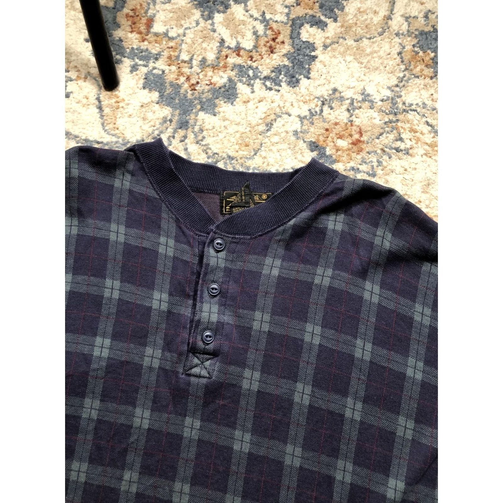 Eddie Bauer Vintage Eddie Bauer Henley Shirt Mens Large Blue Plaid Long Sleeve Made USA 90s Size US L / EU 52-54 / 3 - 7 Thumbnail