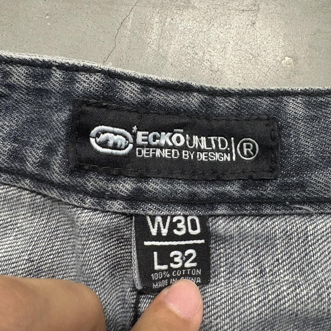 Ecko Unltd. Crazy Vintage Y2K/2000s Ecko Unltd Super Baggy Skater Style Black Short Denim Jeans! Size US 30 / EU 46 - 6 Thumbnail