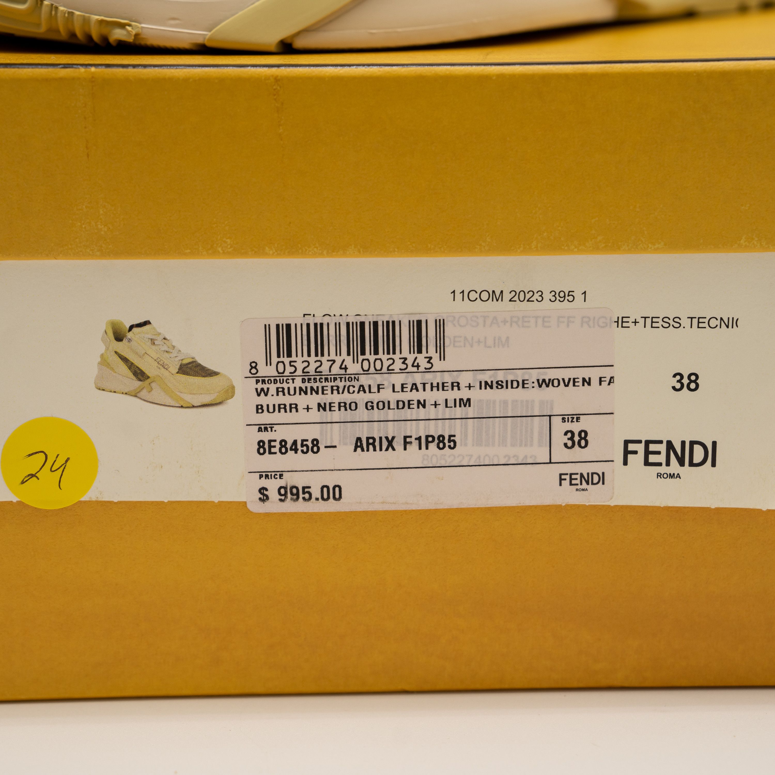 Fendi 38 eu 8 us Fendi Flow Sneakers Runner Yellow Green FF logo Size US 8 / IT 38 - 14 Thumbnail