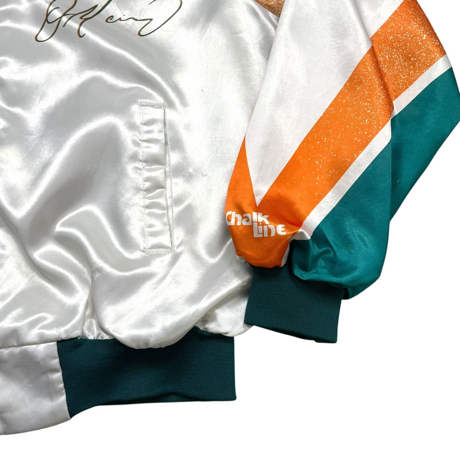 NFL 90s MIAMI DOLPHINS DAN MARINO CHALK LINE FANIMATION JACKET Size US L / EU 52-54 / 3 - 5 Thumbnail