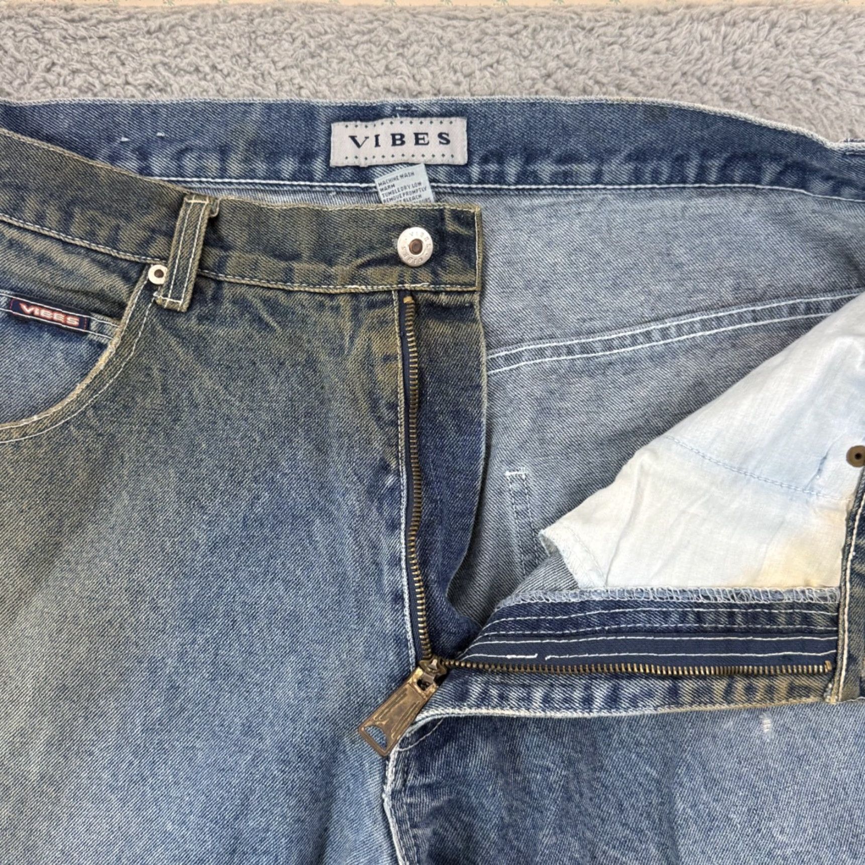 VIBE VINTAGE Vibes Jeans Mens 34x34 Carpenter Grunge Wide-Leg Baggy Loose Skate Y2K Size US 34 / EU 50 - 4 Thumbnail