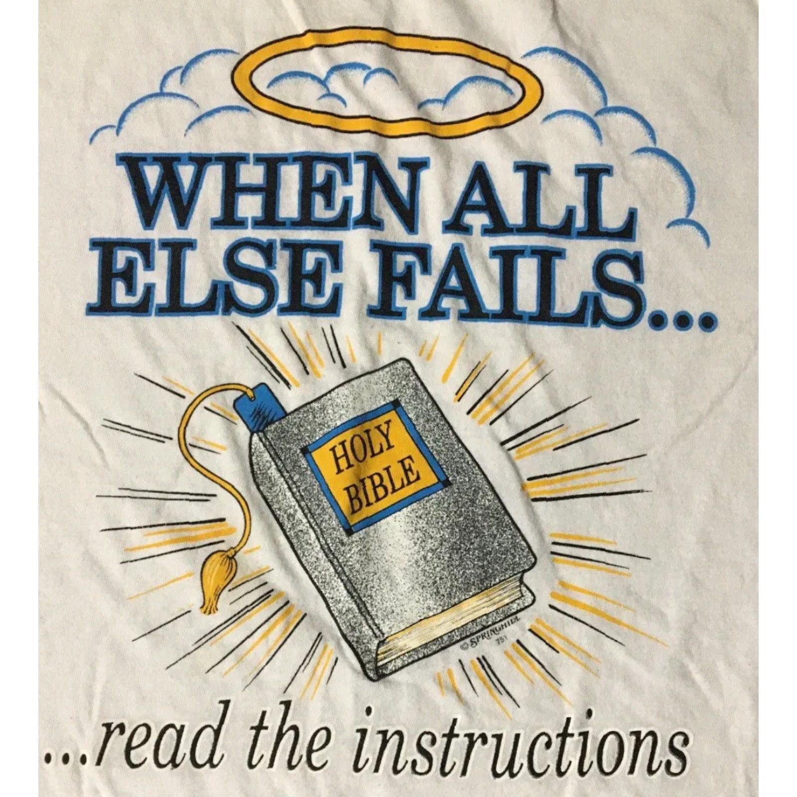 Vintage VINTAGE Read The Instructions Shirt XL White Bible 90s God Religion Grunge Lord Funny Joke Shirt Mens XL Size US XL / EU 56 / 4 - 2 Thumbnail