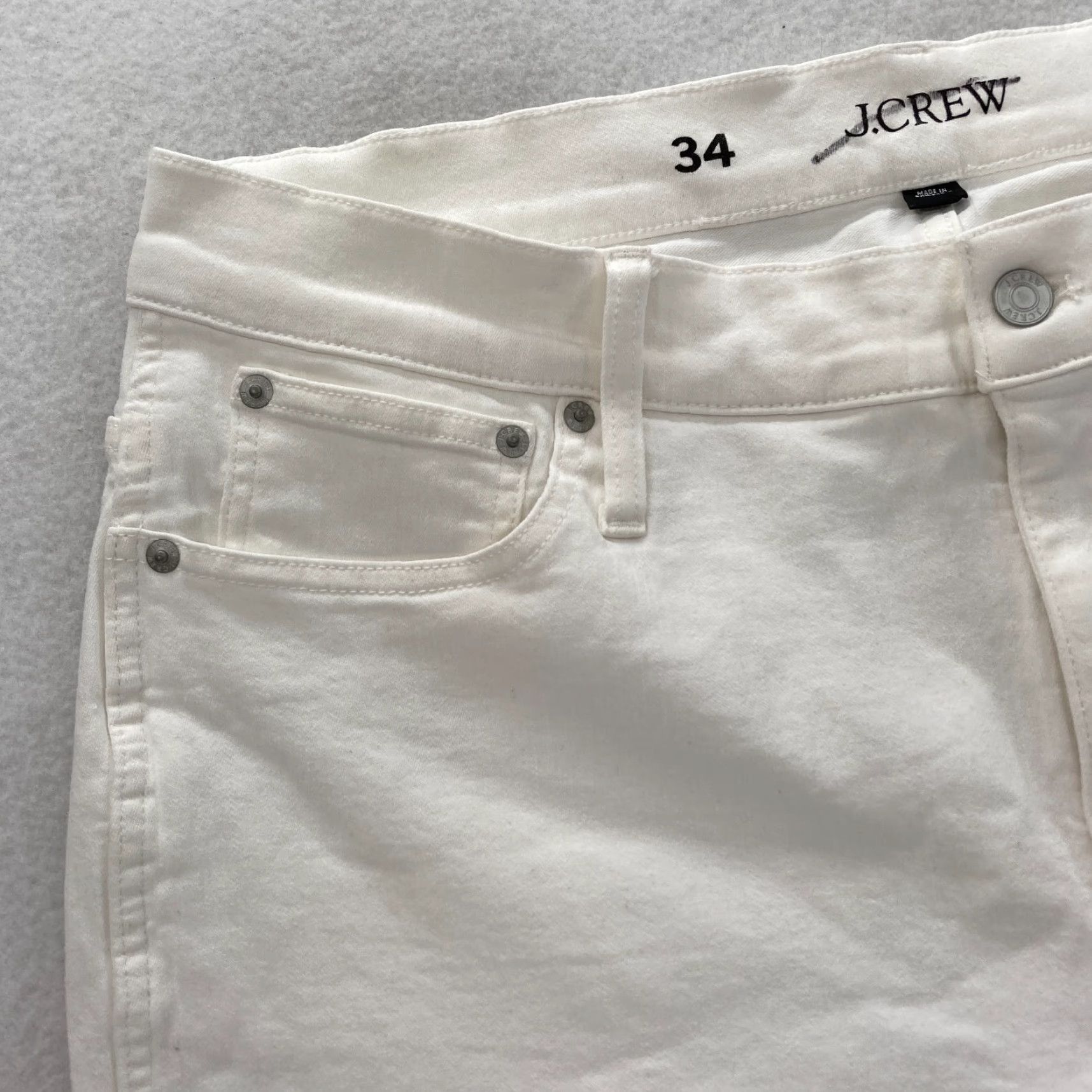 J.Crew J.CREW White Stretch Denim Slim Straight Jeans Women's Plus 34 High Rise Jeans Size 42" / US 20 - 3 Thumbnail