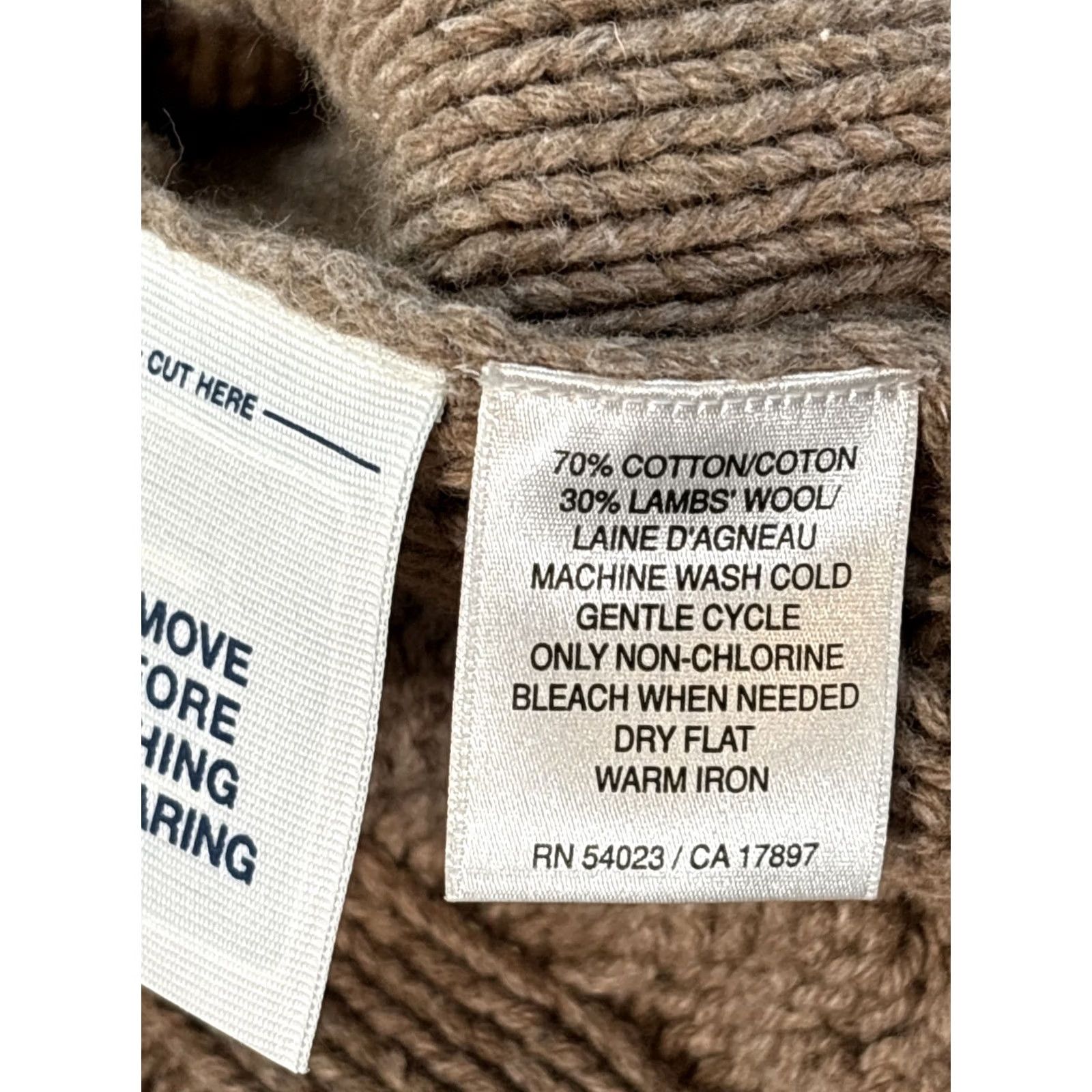 Old Navy VINTAGE Old Navy Cardigan Sweater Womens Large L Brown Lambswool Fitted Crew Neck Knit Wool Cotton Chair? Size L / US 10 / IT 46 - 5 Thumbnail