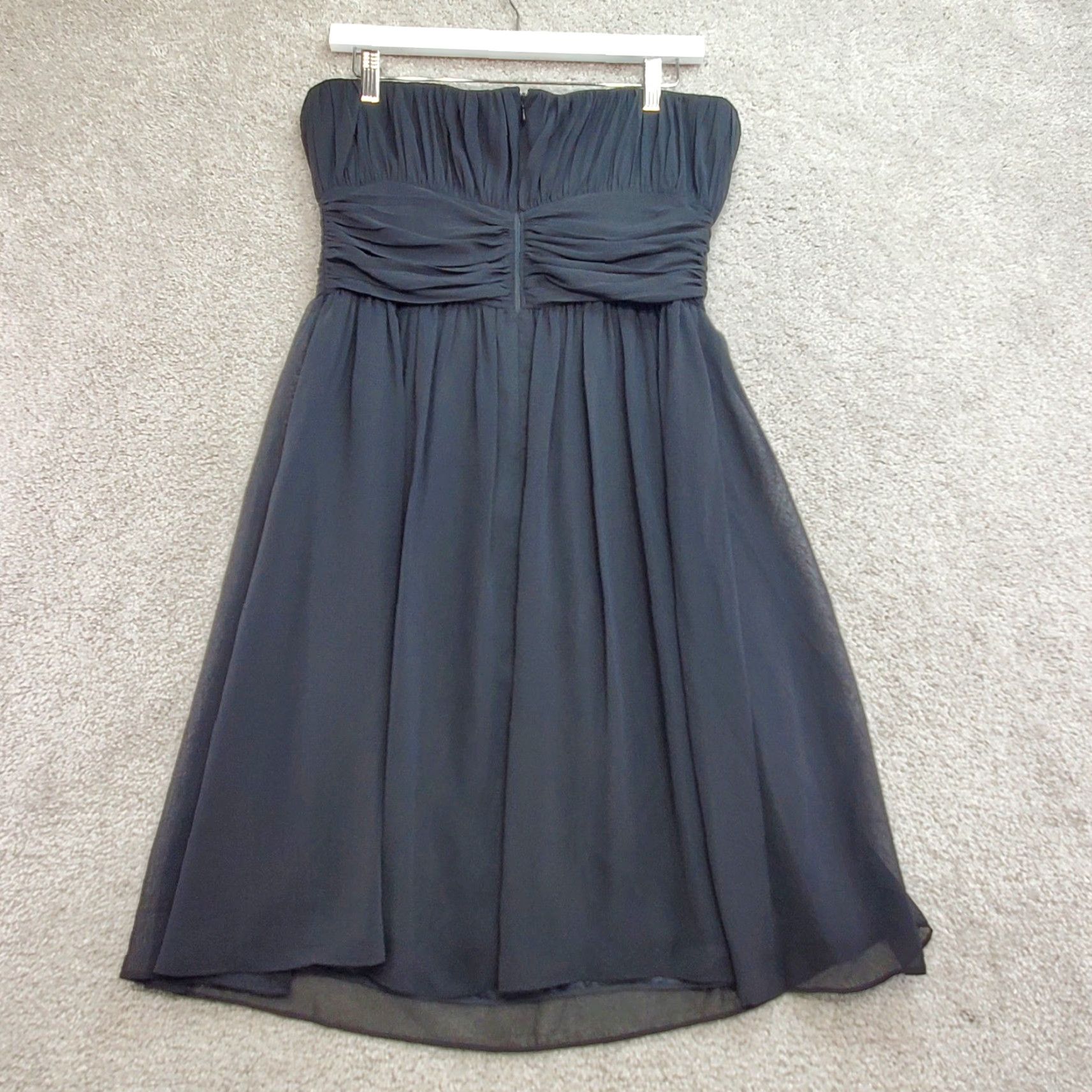 White House Black Market Dress Strapless Chiffon Dress Size 8 Gray Women  Sleeveless Party Evening Wear