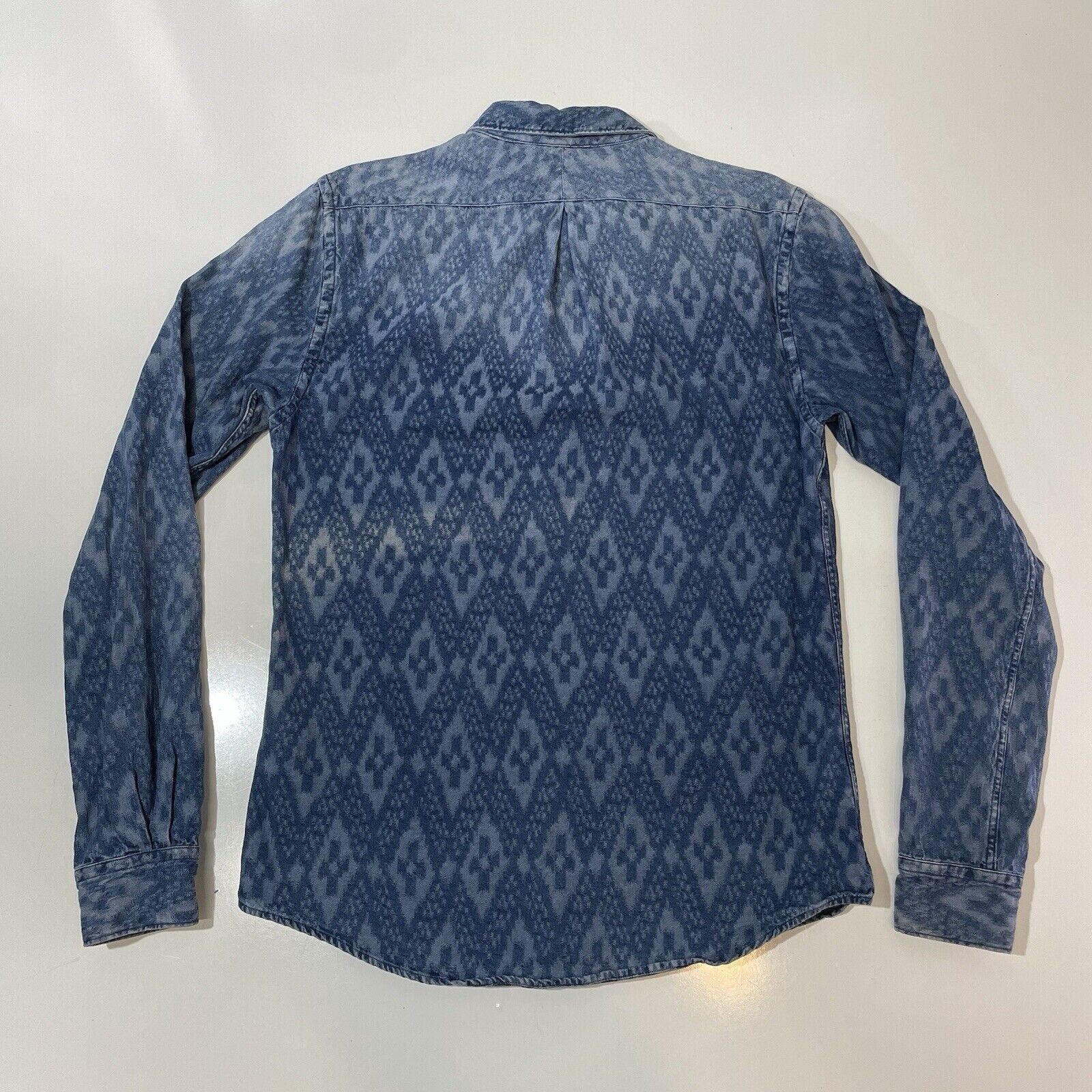 Scotch & Soda SCOTCH & SODA Men’s Blue Jean Geometric Stitch Denim Shirt M Size US M / EU 48-50 / 2 - 8 Thumbnail