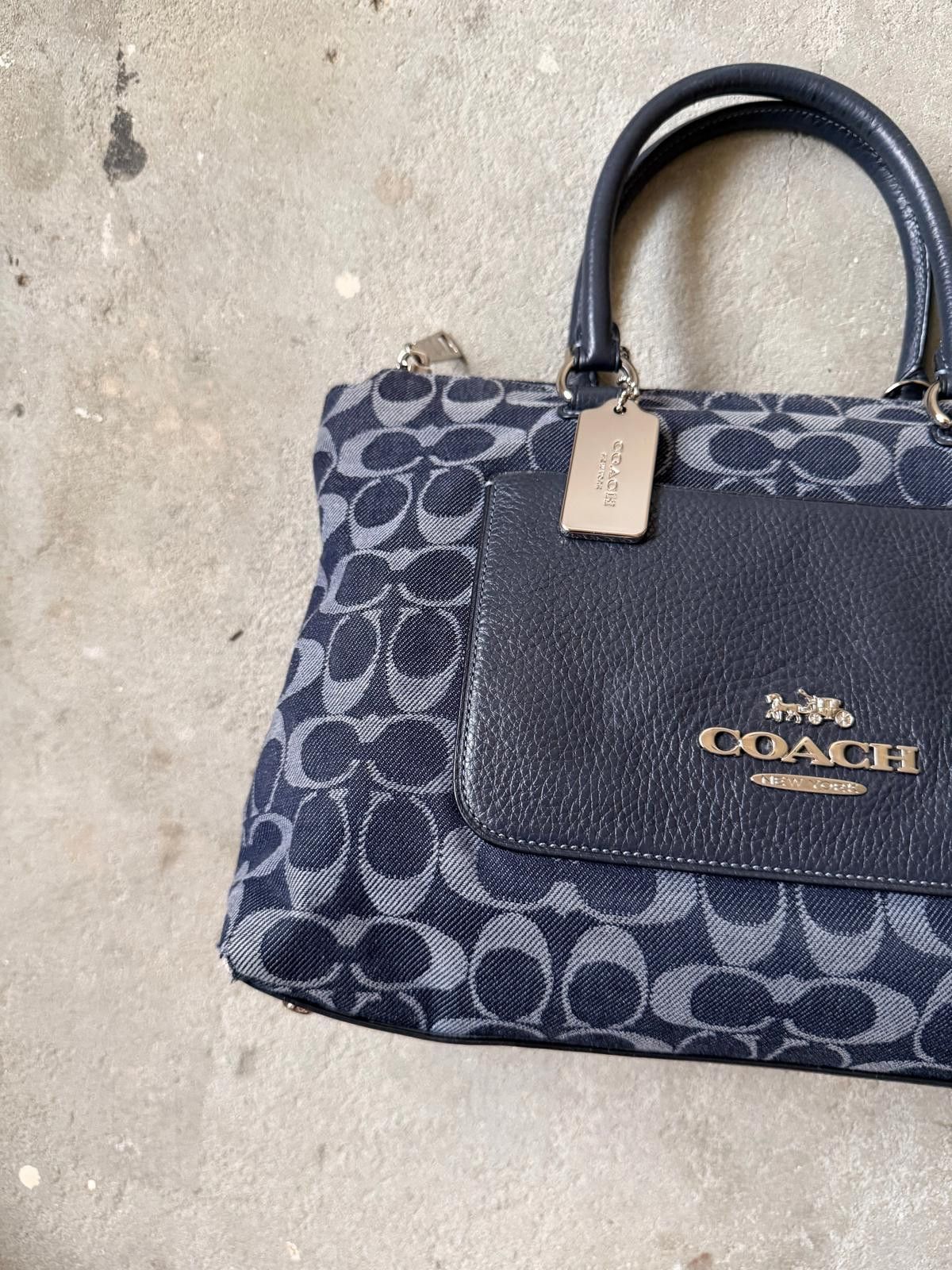 Coach Coach Signature Emma Denim Shoulder Bag Navy Size ONE SIZE - 2 Thumbnail