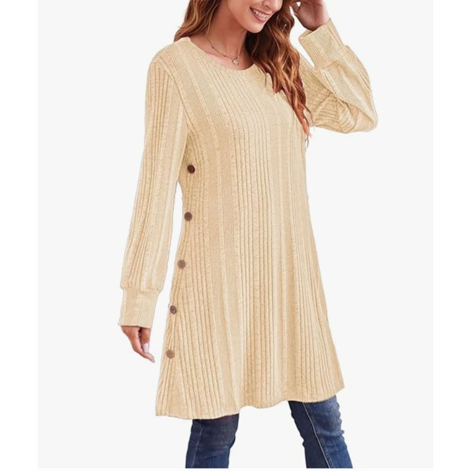 The Unbranded Brand Women's Dress Long Sleeve Tunic, Crew Neck, L Size L / US 10 / IT 46 - 6 Thumbnail
