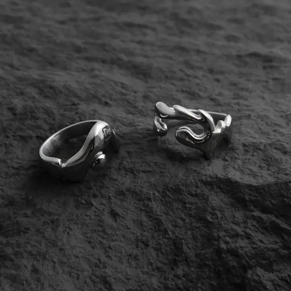 Jewelry Liquid Lava Irregular Ring Set – Minimalist Style Size ONE SIZE - 4 Thumbnail