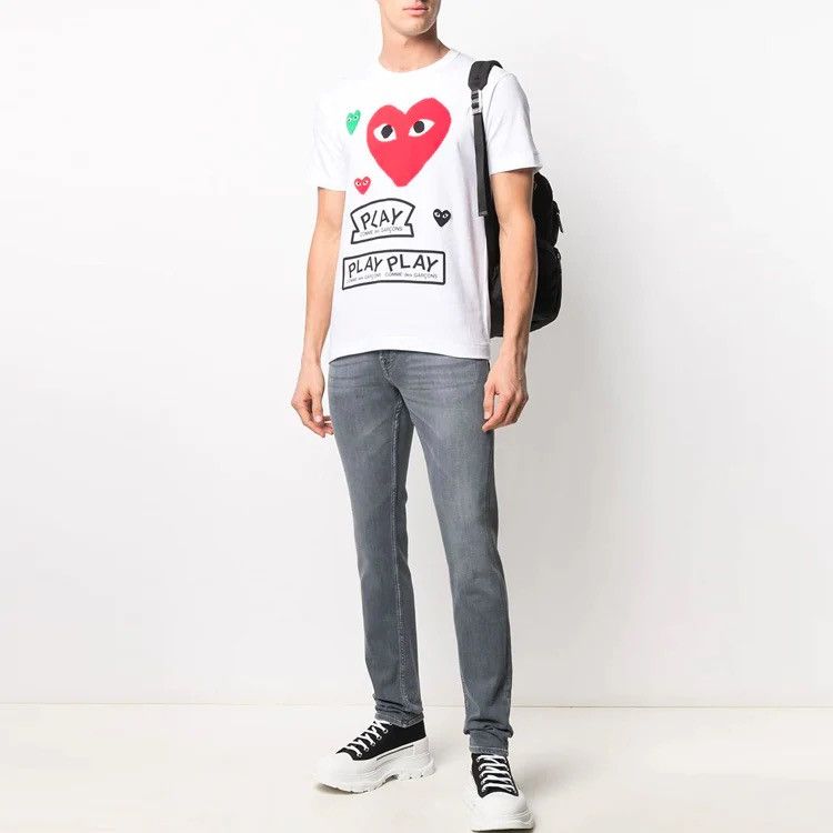 Comme des Garcons PLAY Comme des Garçons PLAY Multi-Heart Logo Tee (White, Size XL) Size US XL / EU 56 / 4 - 2 Thumbnail