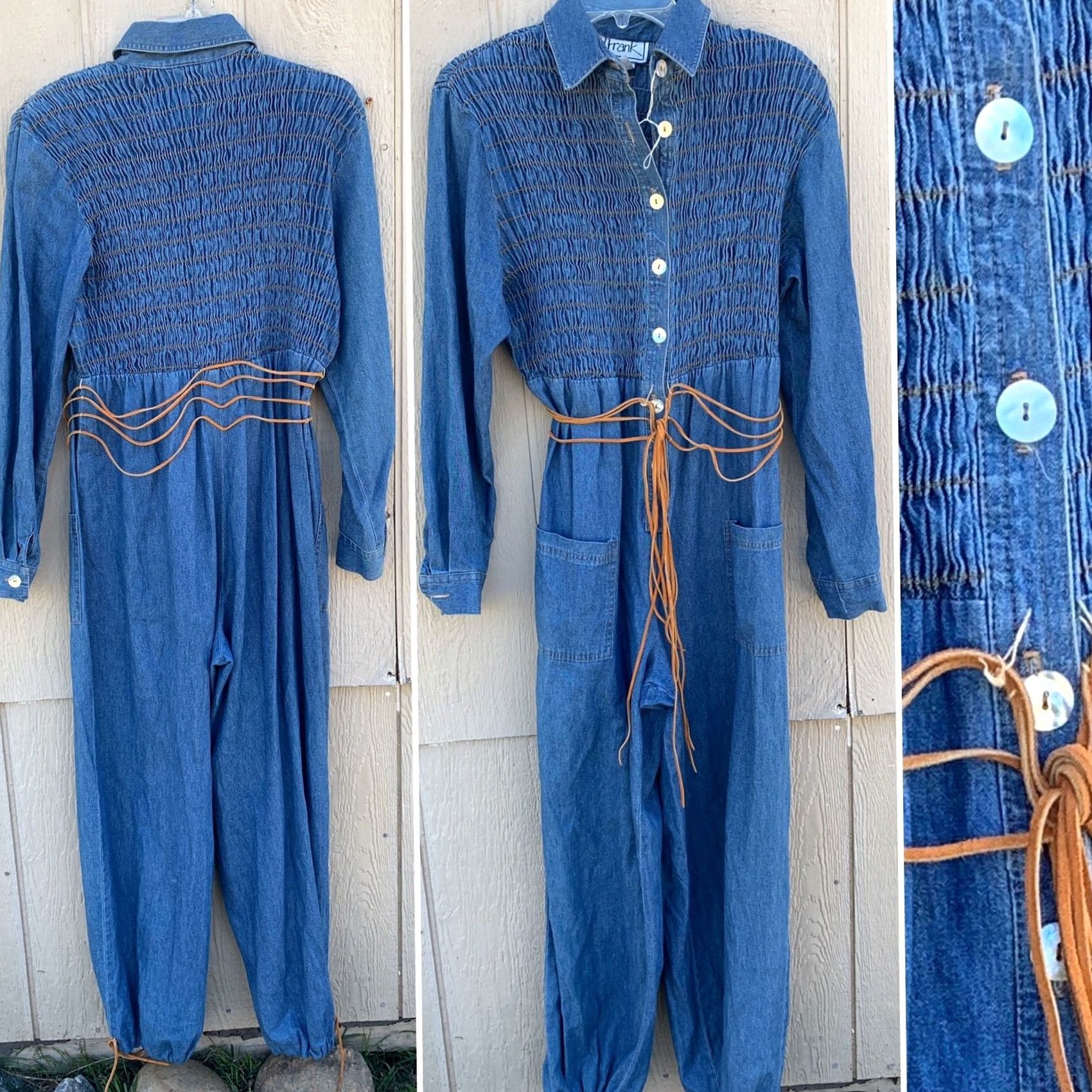 Vintage VINTAGE d. Frank Denim Jumpsuit Shirt 10 80s 90s Made In USA Blue Womens/Mens (see pics) Size 32" / US 10 / IT 46 - 3 Thumbnail
