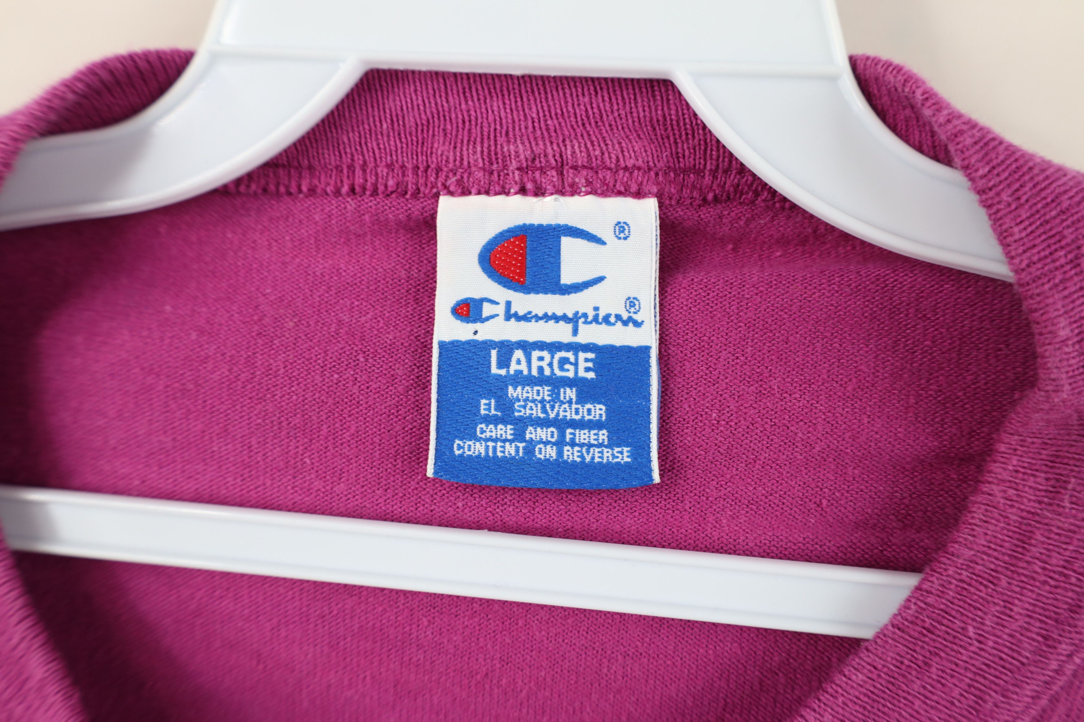 Champion Vintage 90s Champion Spell Cotton Jersey Knit T-Shirt Pink Size US L / EU 52-54 / 3 - 9 Thumbnail