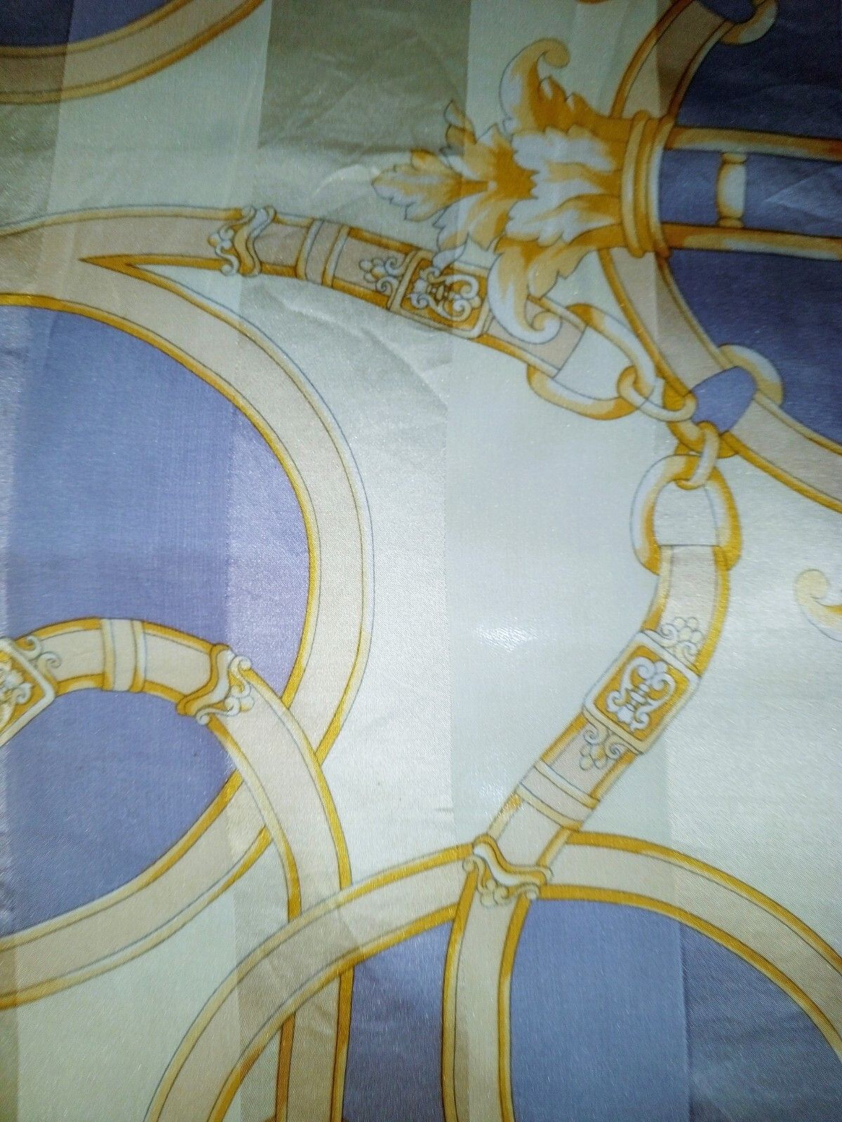Balenciaga BALENCIAGA PARIS Victorian Purple Gold Silk Scarf Size ONE SIZE - 9 Thumbnail