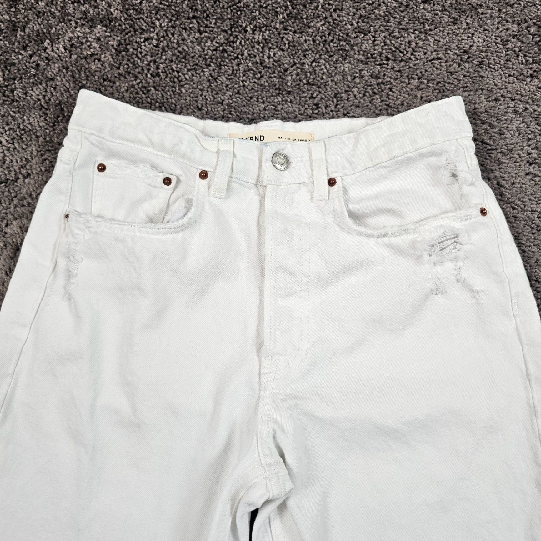 GRLFRND VINTAGE Grlfrnd Jeans Womens 28 White High Rise Straight Crop Denim 22in Inseam USA Karolina Size 28" / US 6 / IT 42 - 2 Thumbnail
