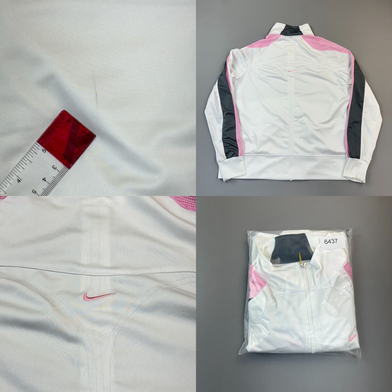Nike VINTAGE Nike Track Jacket Women's XL White Full Zip Swoosh Logo Gray Tag Y2K Size XL / US 12-14 / IT 48-50 - 9 Thumbnail