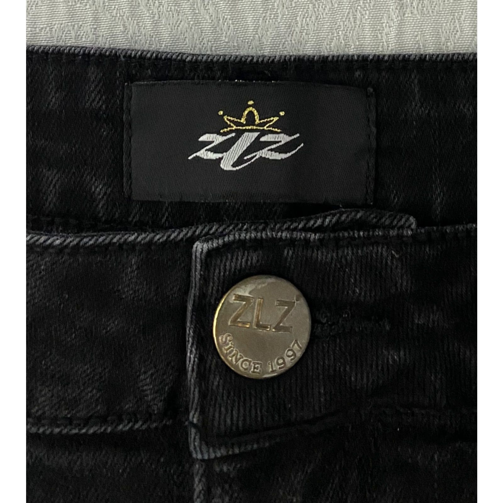Denime ZLZ Denim Jeans Men's Slim 30×31 Black Distressed Ripped 5-Pocket Denim Jeans Men's Size 30 Regular Black ZLZ Denim Biker Style Jeans Size US 30 / EU 46 - 4 Thumbnail