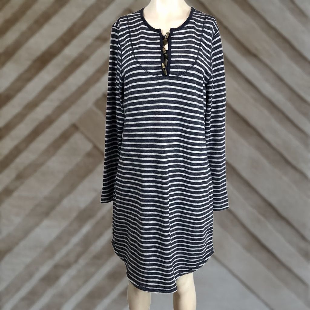 CO VINTAGE LRL Ralph Lauren Jeans Co Striped Long Sleeve Henley Dress Size L Size L / US 10 / IT 46 - 1 Thumbnail