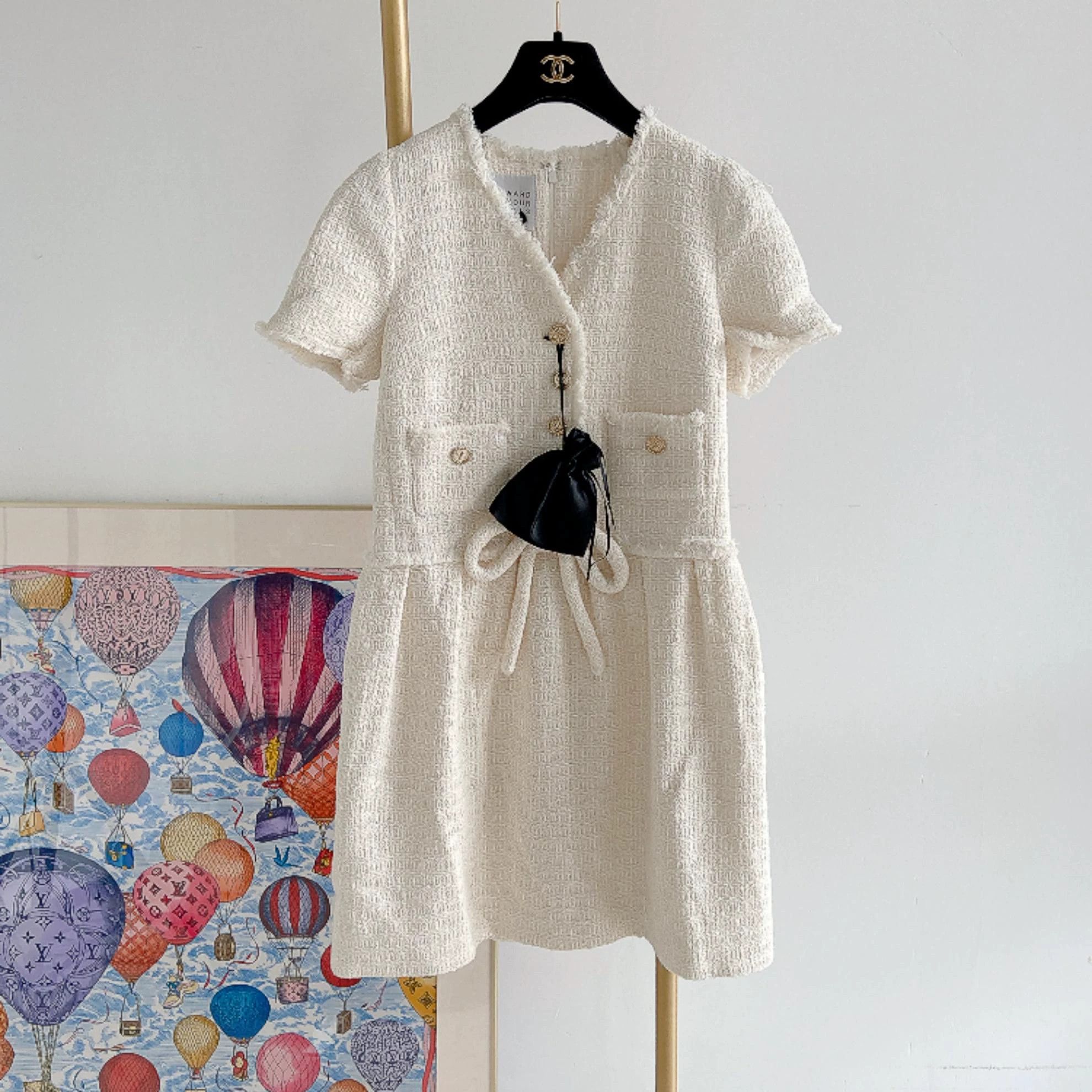 Other Edward Achour Paris White Tweed Dress 36 Size XS / US 0-2 / IT 36-38 - 1 Thumbnail