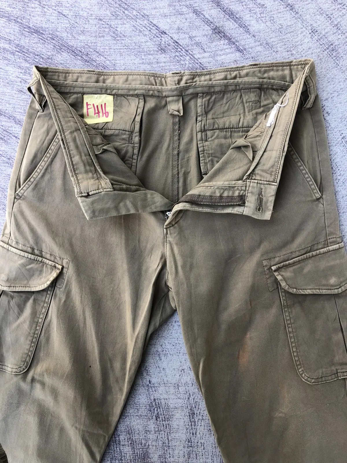 Vintage Faded Olive Cargo Trousers With 6 Pocket Work ware Size US 32 / EU 48 - 8 Thumbnail