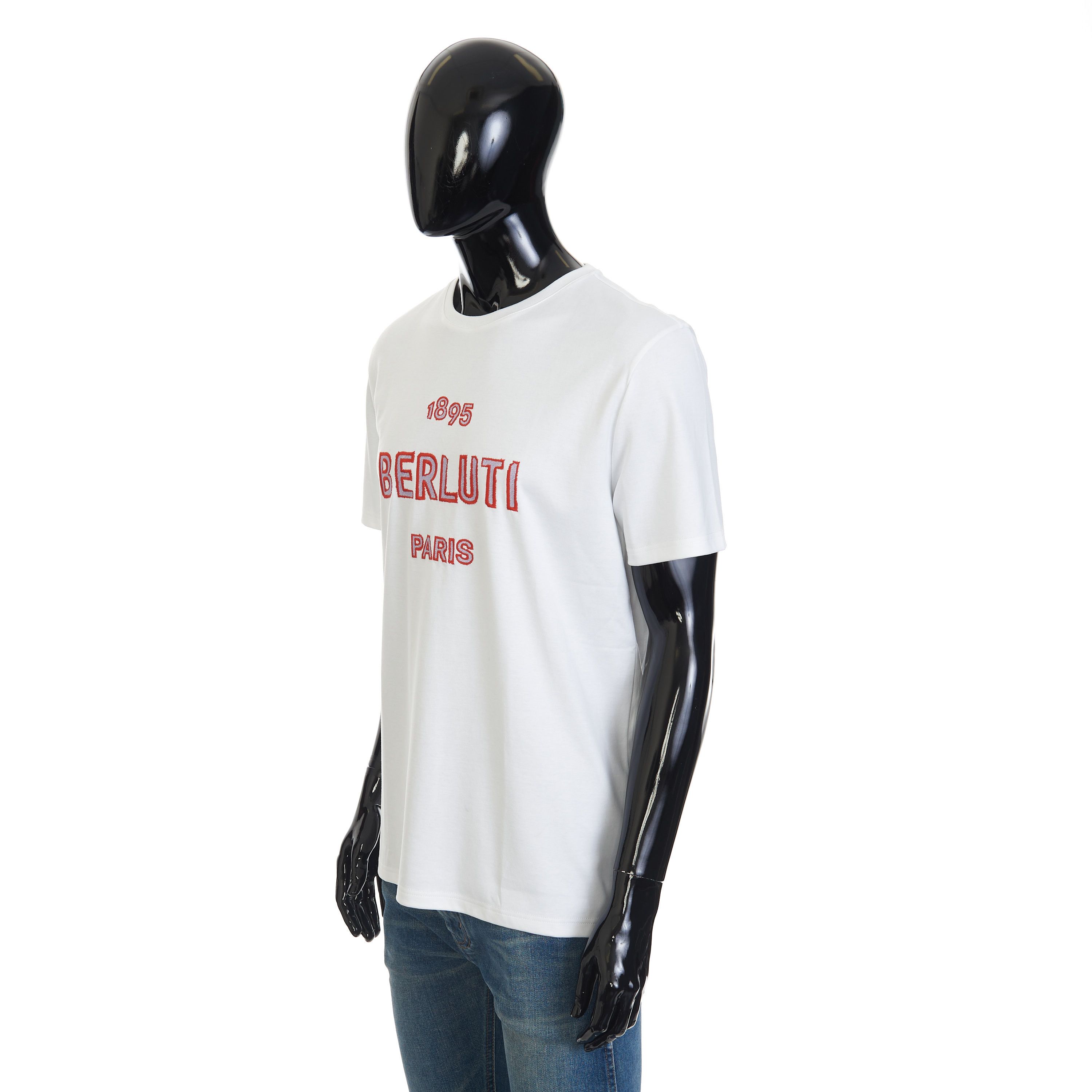 Berluti Embroidered Logo T-shirt In Optic White Cotton Size US L / EU 52-54 / 3 - 2 Thumbnail