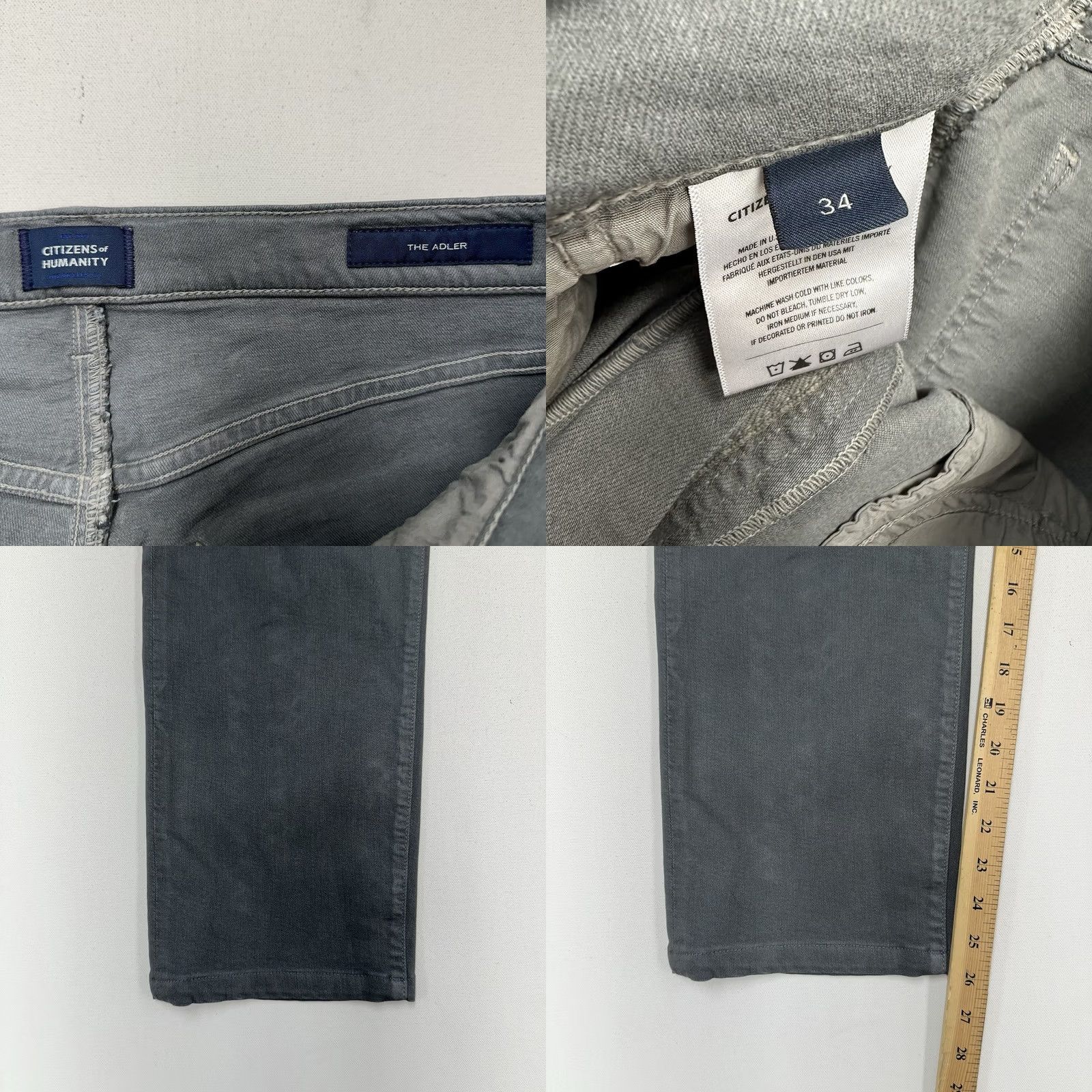 Citizens Of Humanity Citizens of Humanity The Adler Slim Straight Jeans Mens 34x26 Gray Size US 34 / EU 50 - 8 Thumbnail