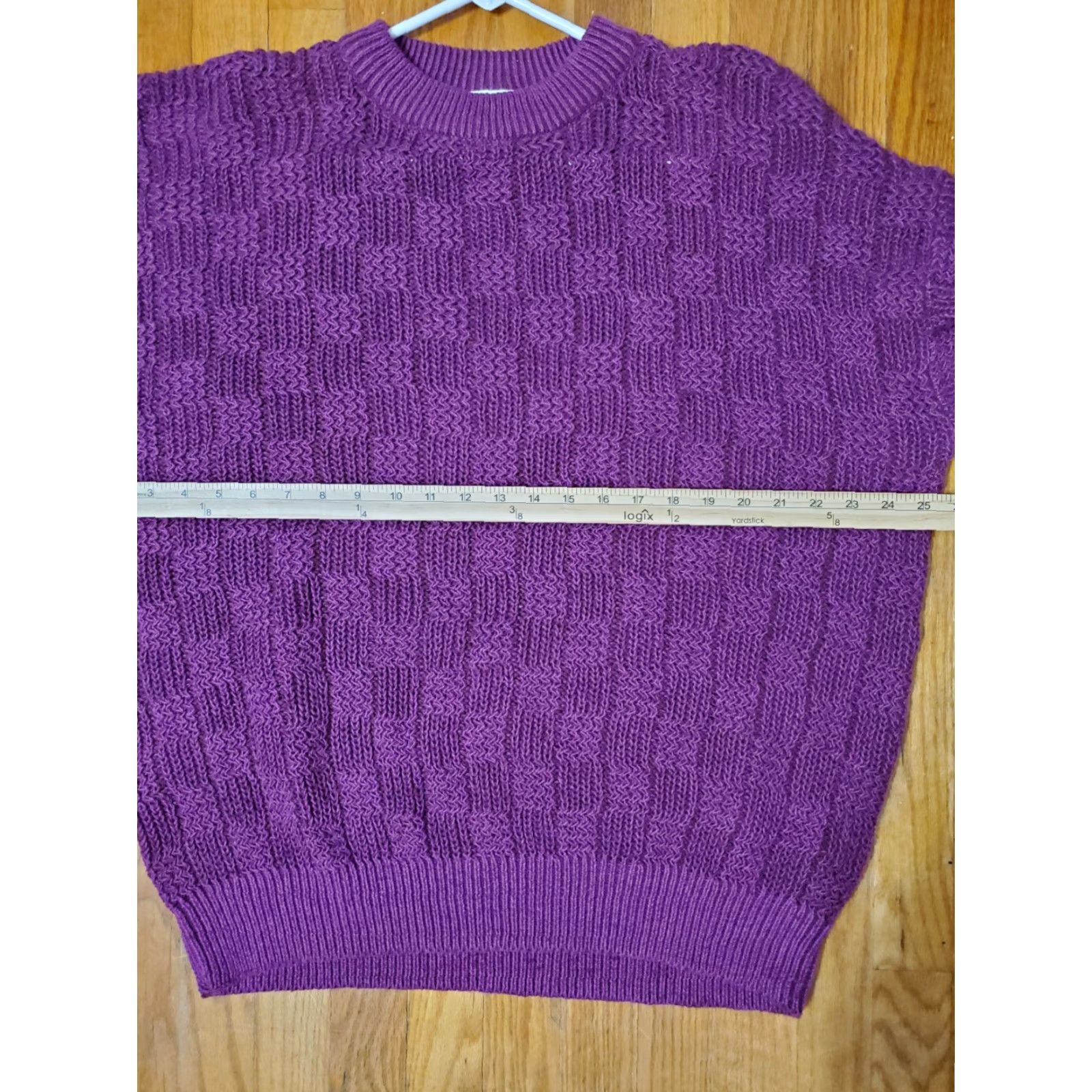 Vintage VINTAGE Weekends Sweater XL Purple Patchwork Crew Neck Women Pullover Heavyweight 80s Knit Cotton Blend Ramie Size XL / US 12-14 / IT 48-50 - 7 Thumbnail